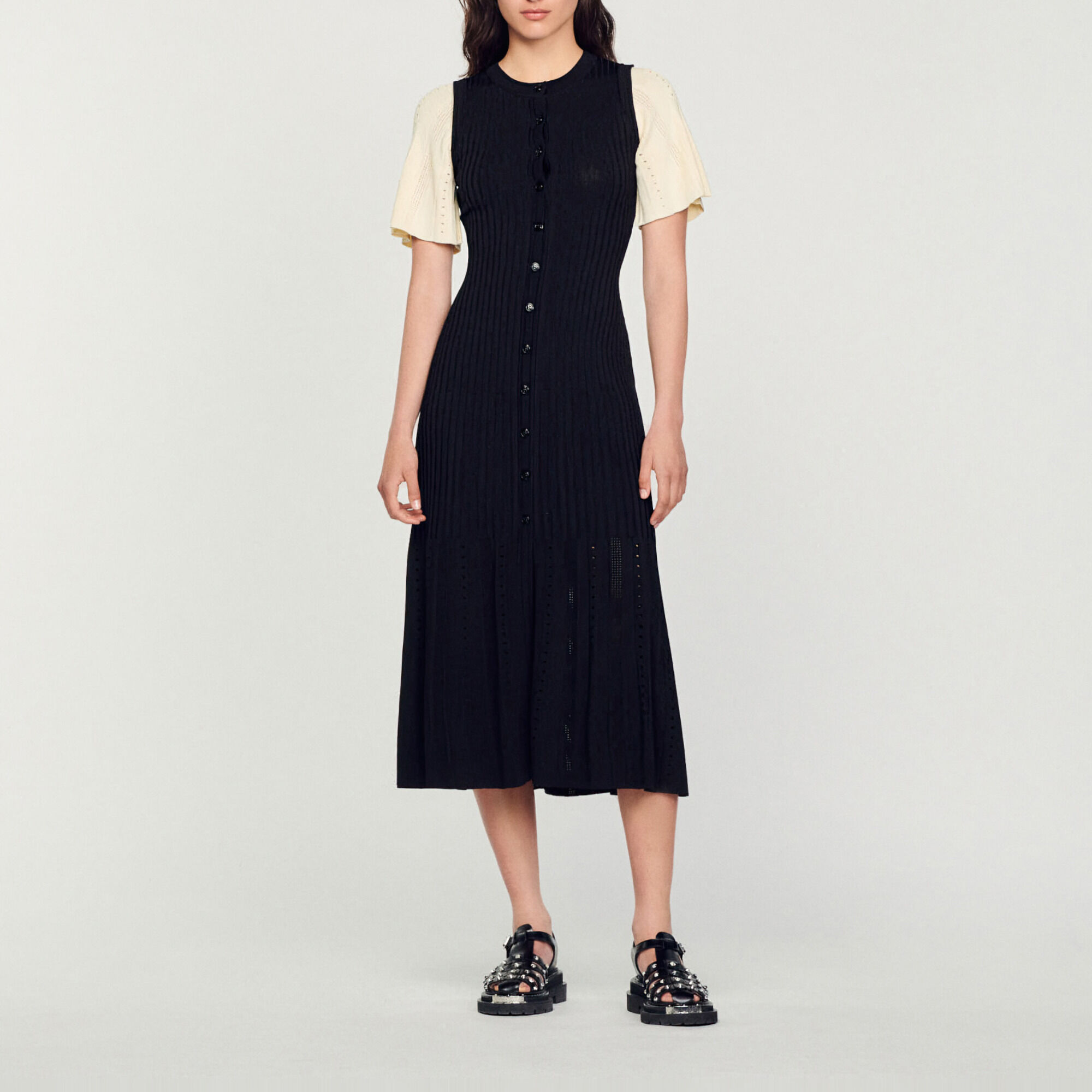 Robe midi c&ocirc;tel&eacute;e - Femme | Sandro Paris