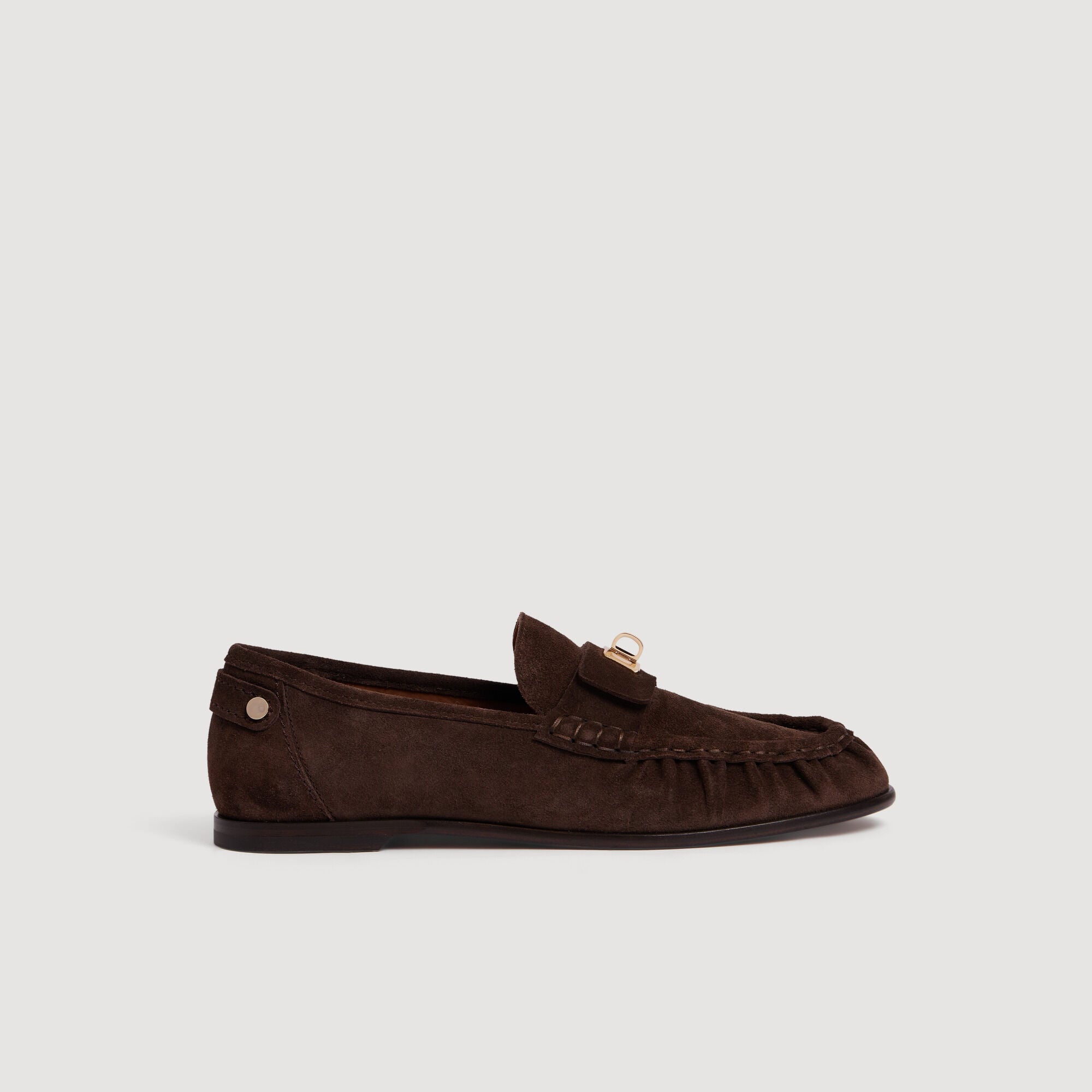 Mocassins en cuir su&egrave;de &agrave; fermoir