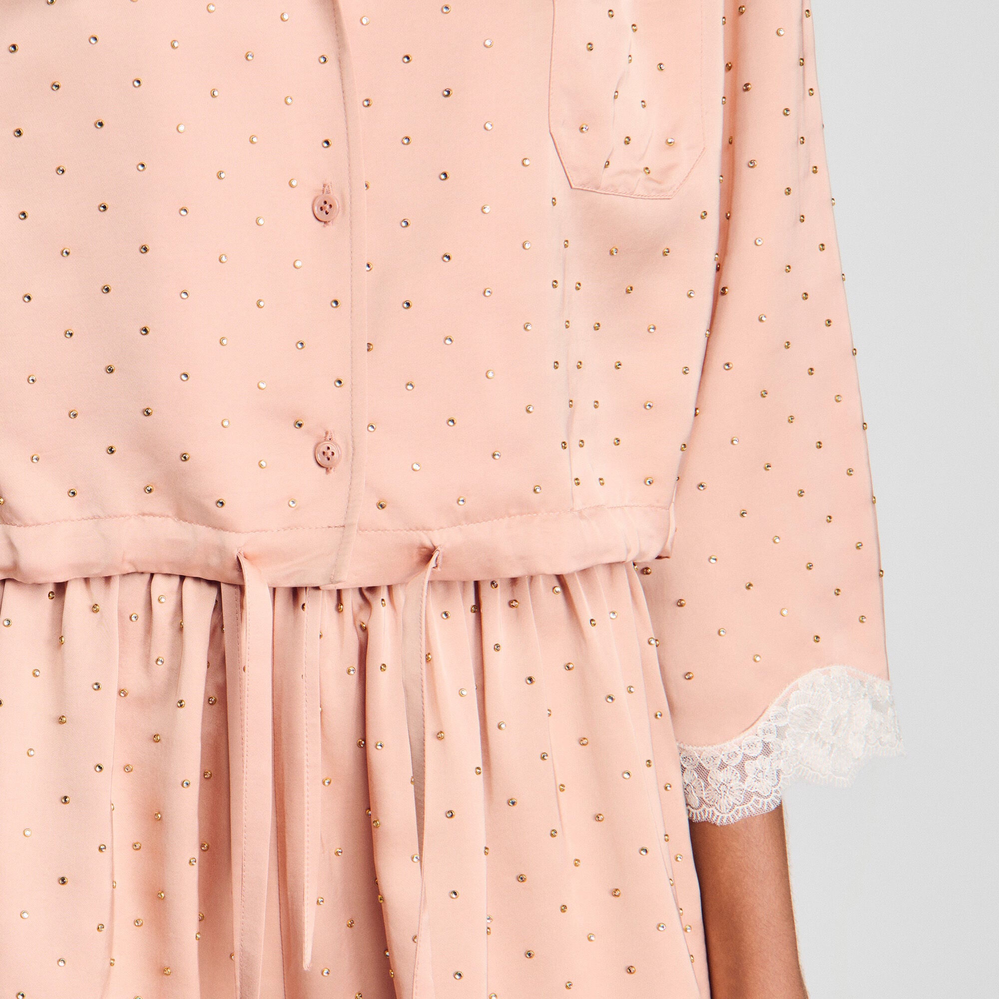 Chemise courte &agrave; strass