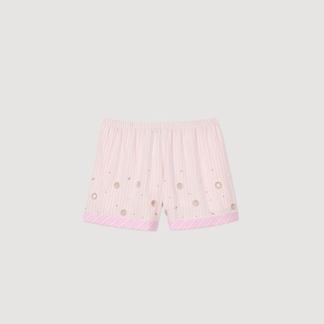 Short strassé à rayures