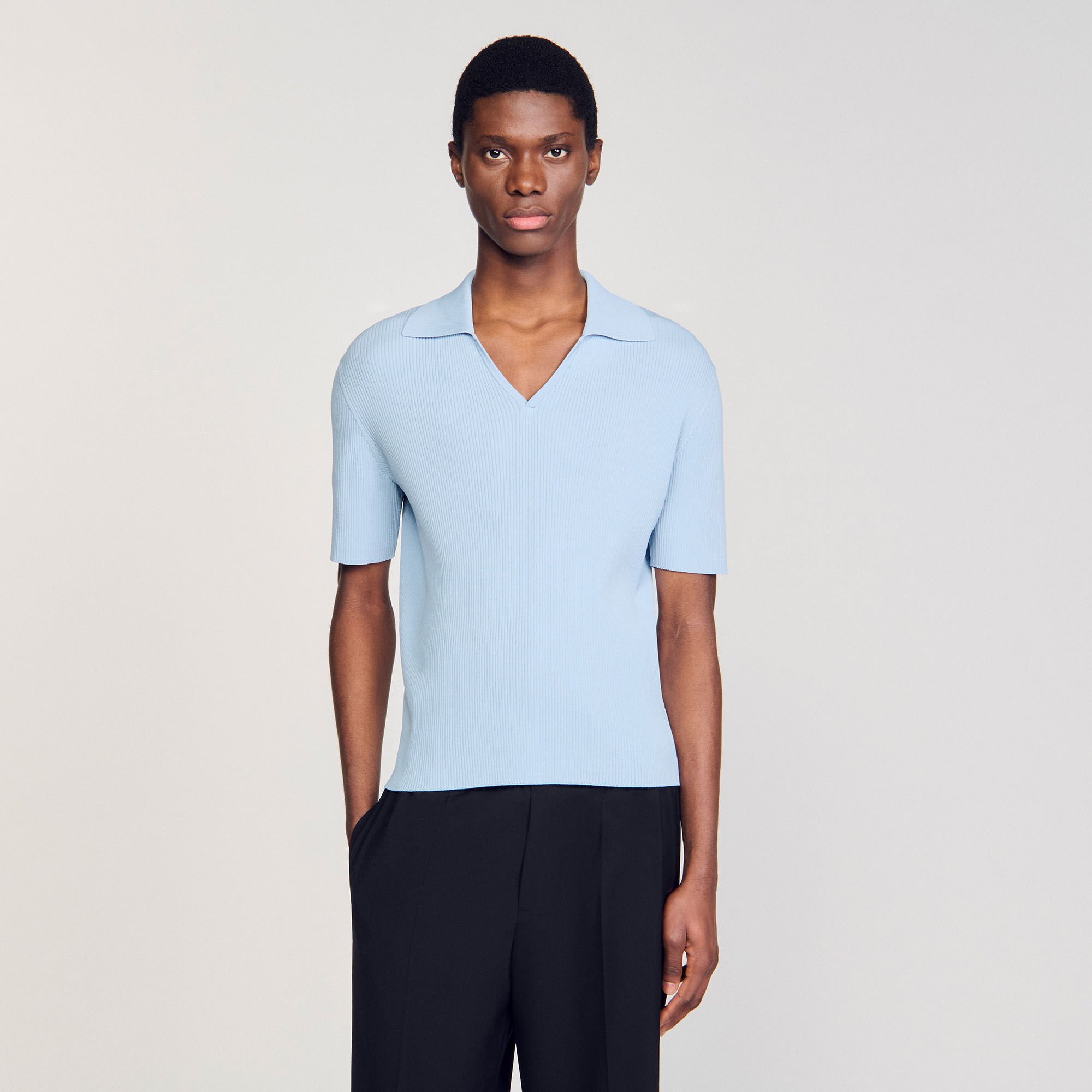 Polo en maille côtelée