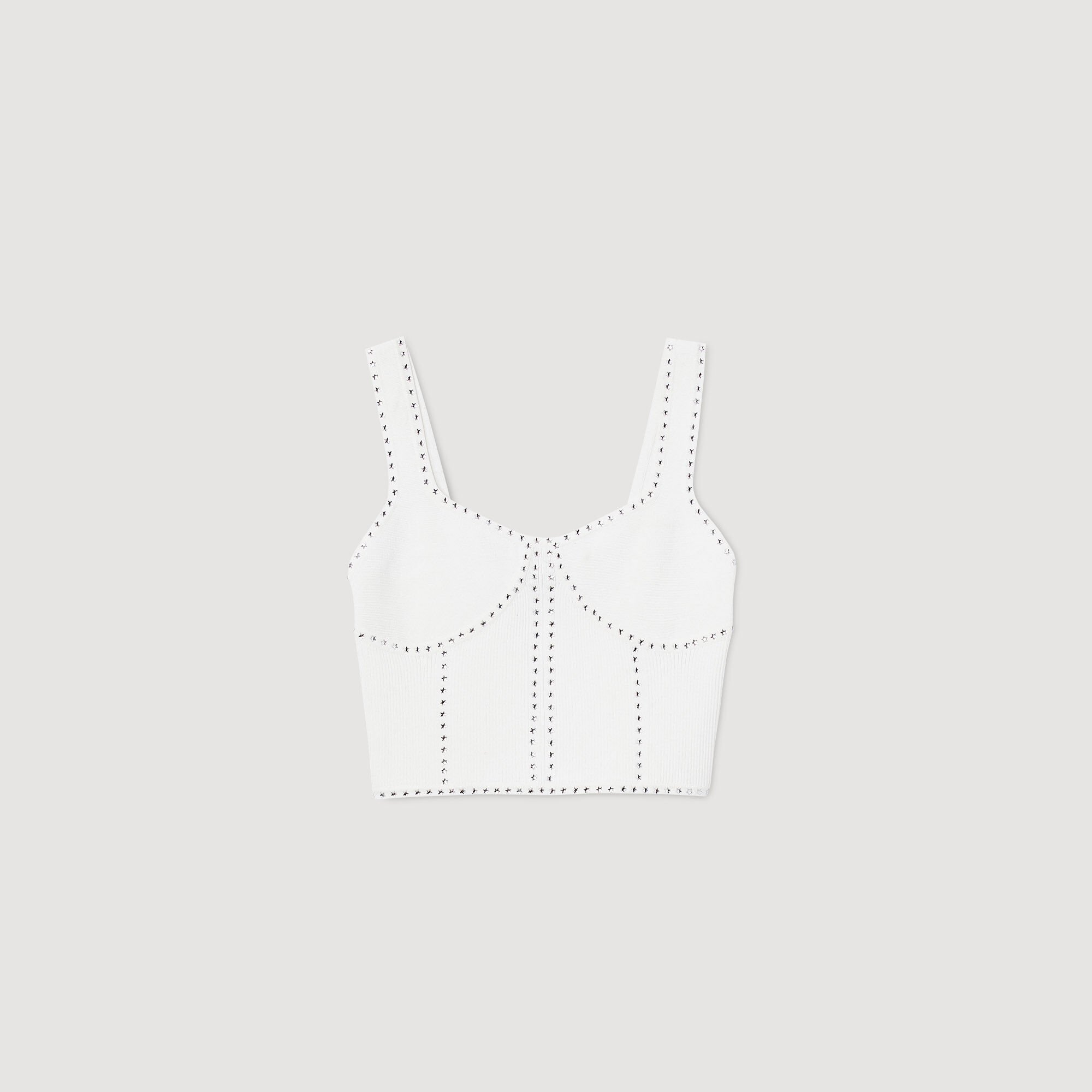 Top court en maille strassé