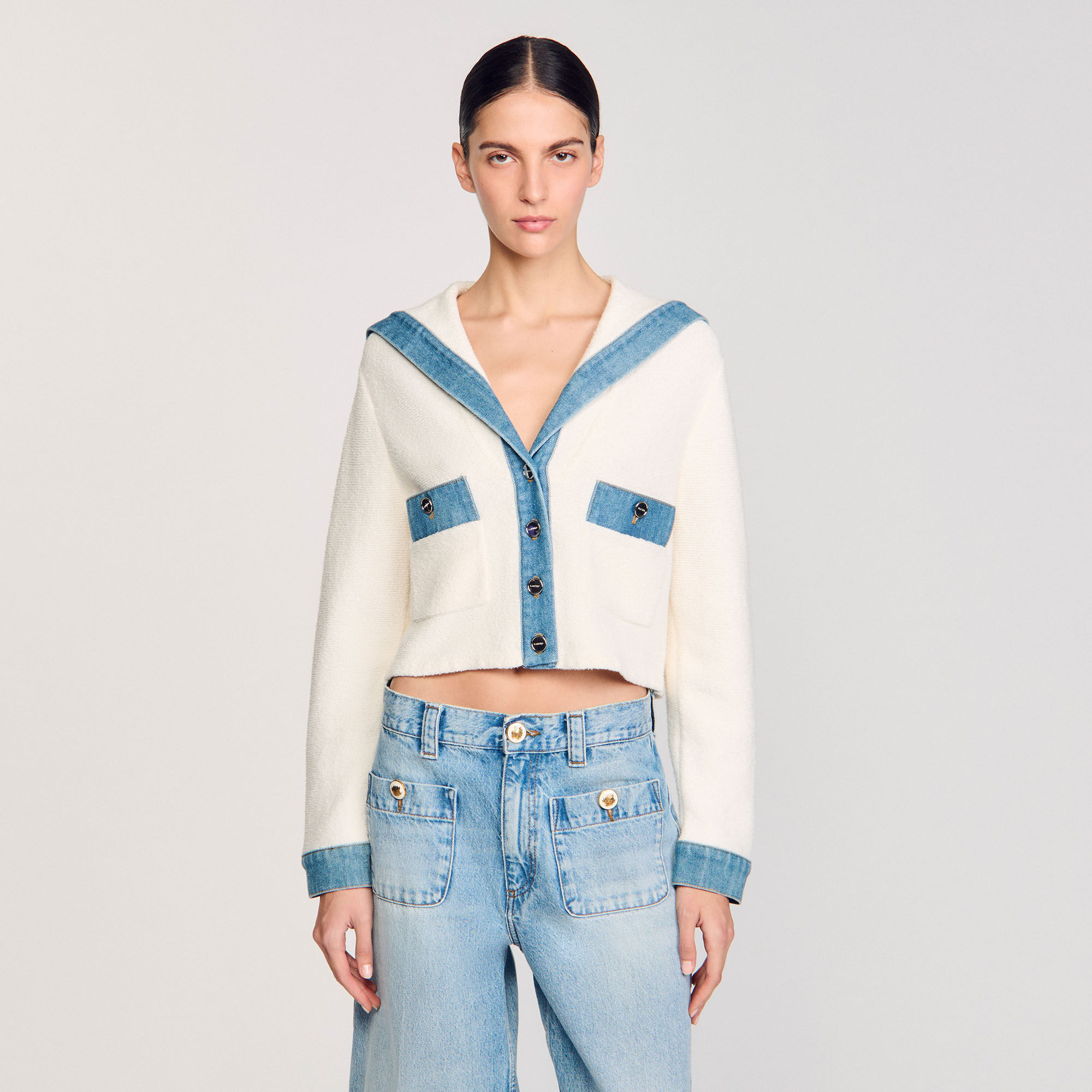 Cardigan à détails denim