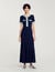 Robe longue en maille à détails denim