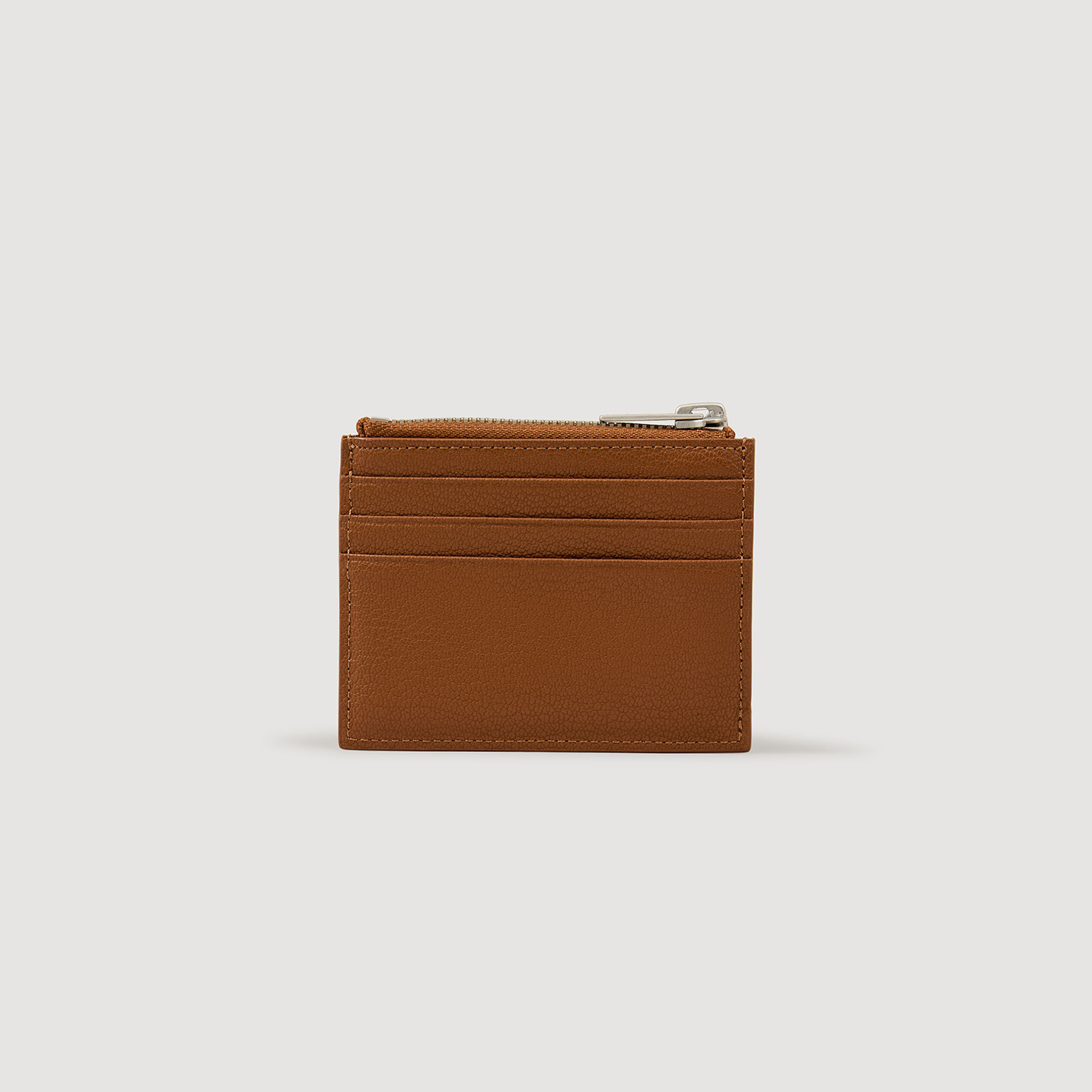 Porte-cartes zippé en cuir grainé