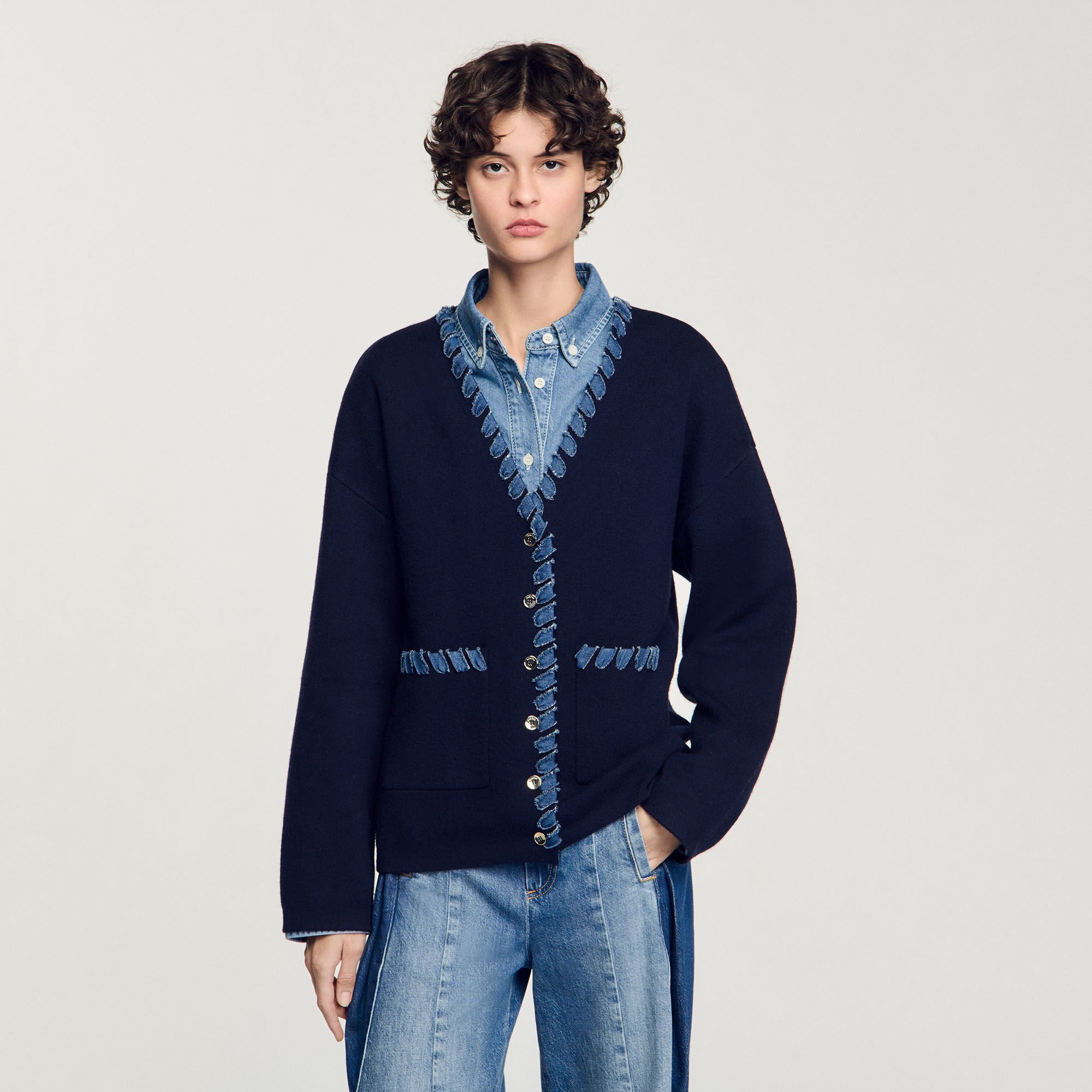 Cardigan à détails denim 