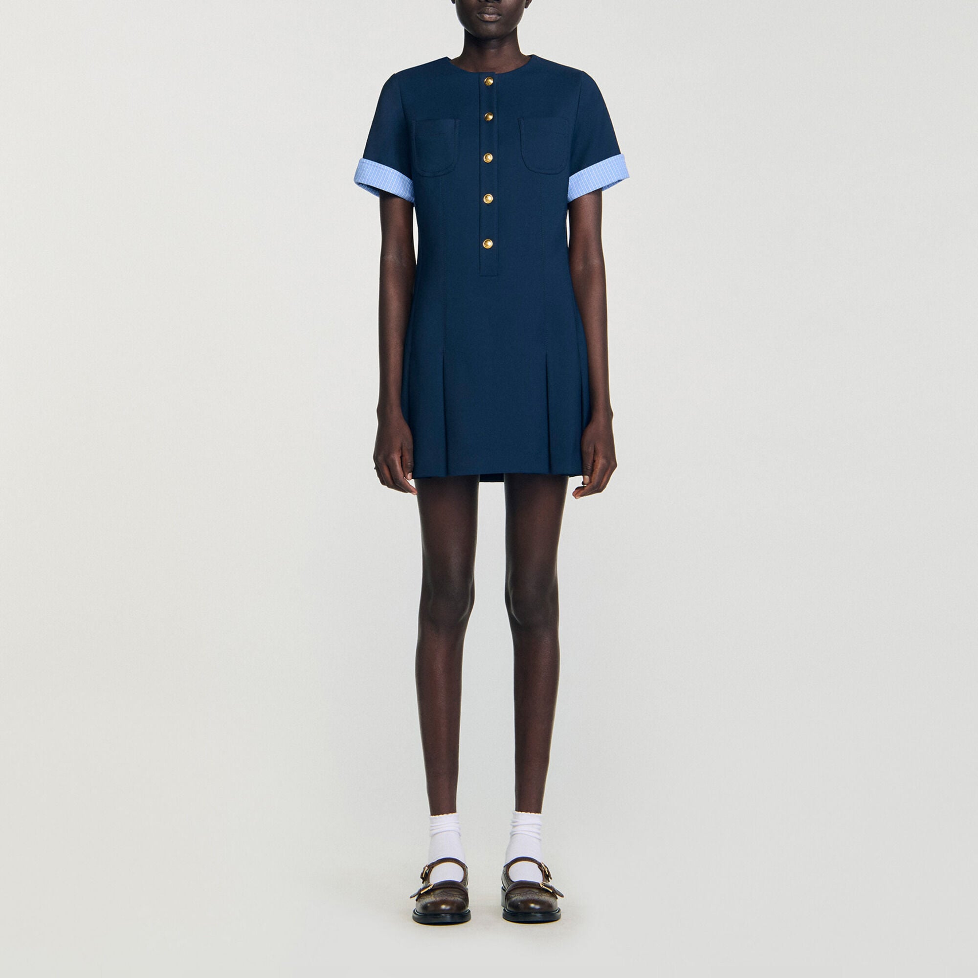 Robe courte pliss&eacute;e - Femme | Sandro Paris
