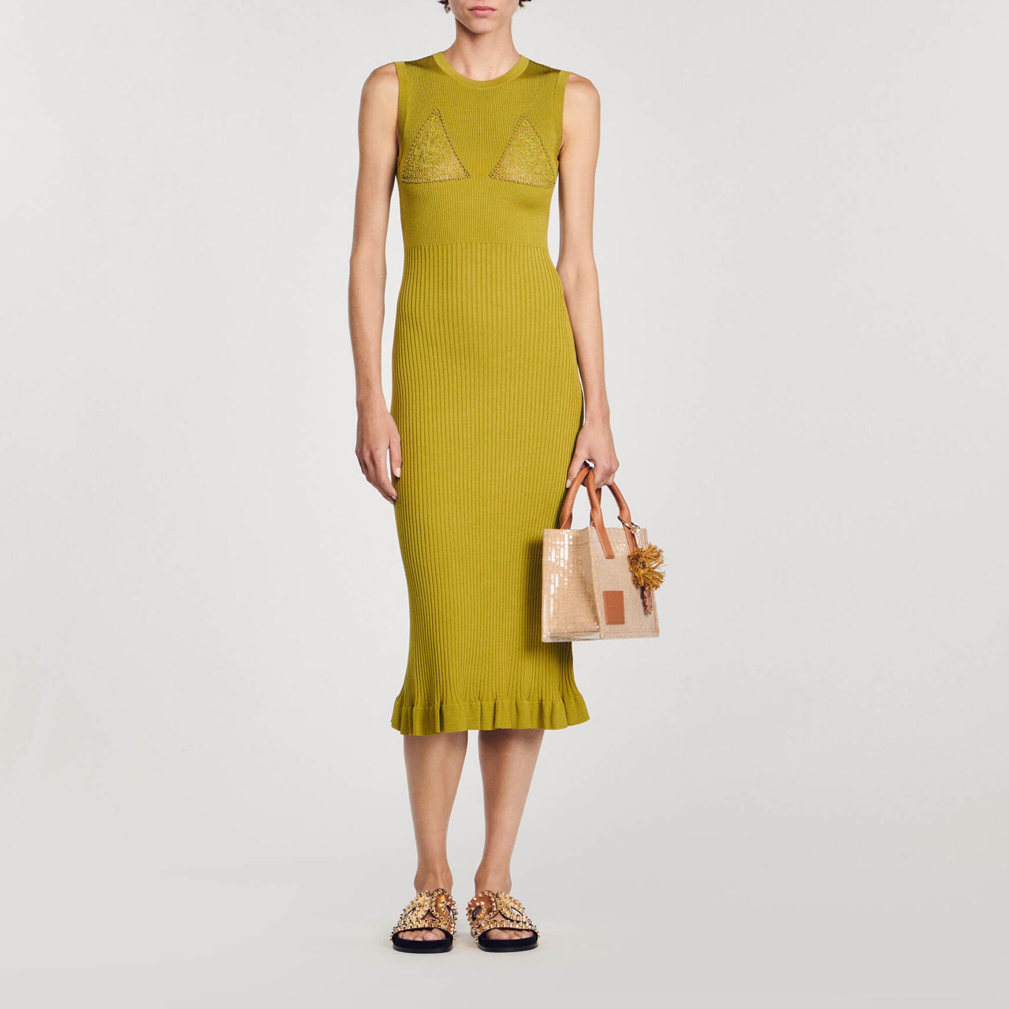 Robe midi en maille Green Women Sandro Paris