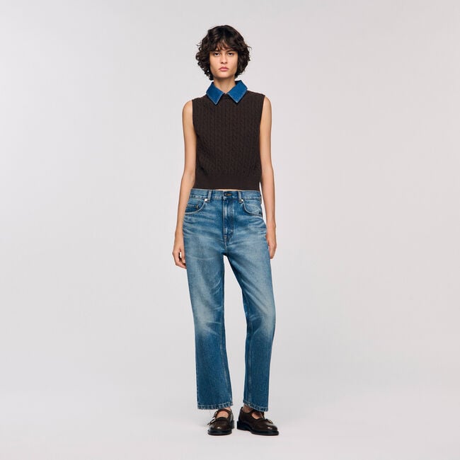 Pull en maille et denim