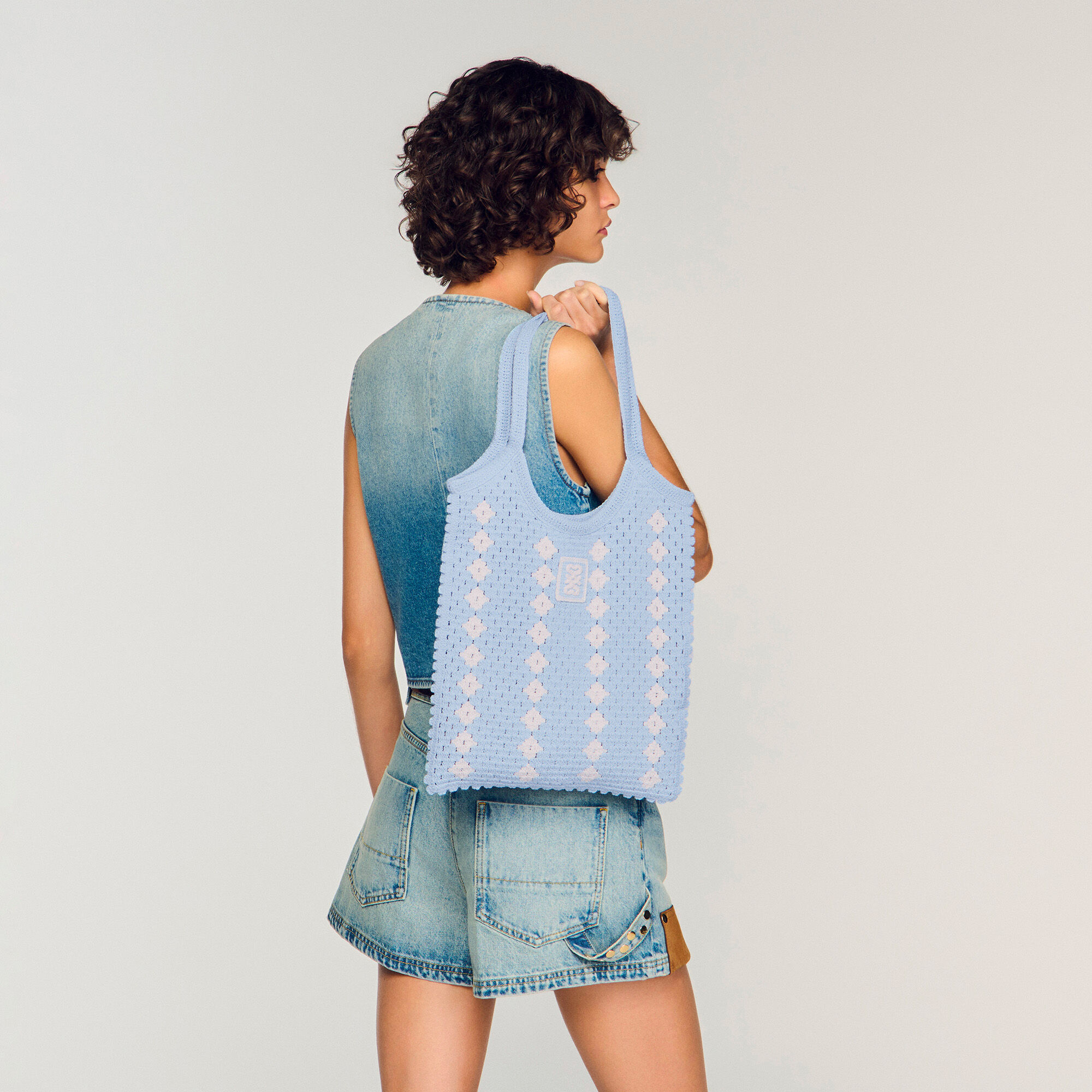 Sac en maille crochet bicolore