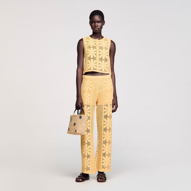 Pantalon droit en crochet