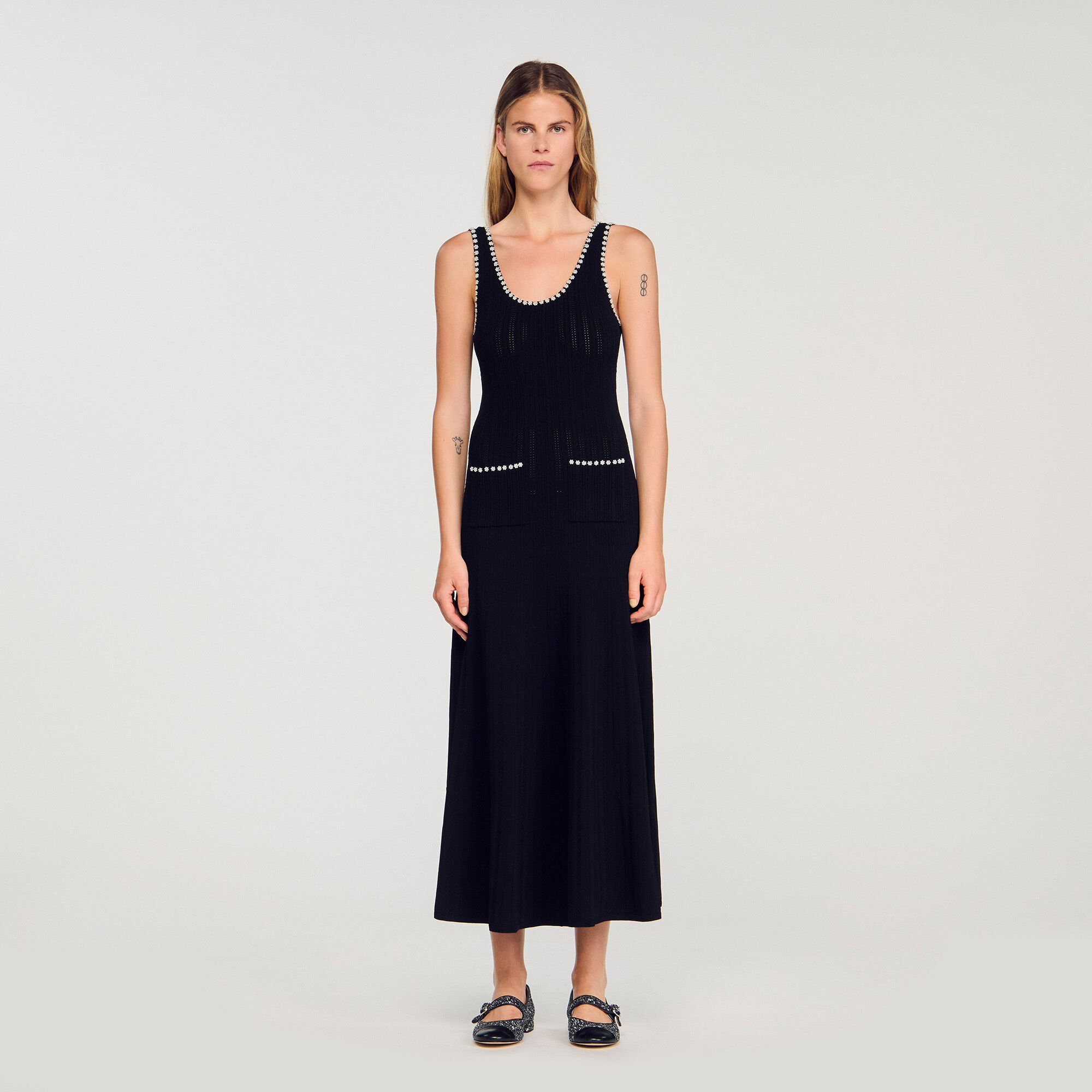 Robe longue à perles