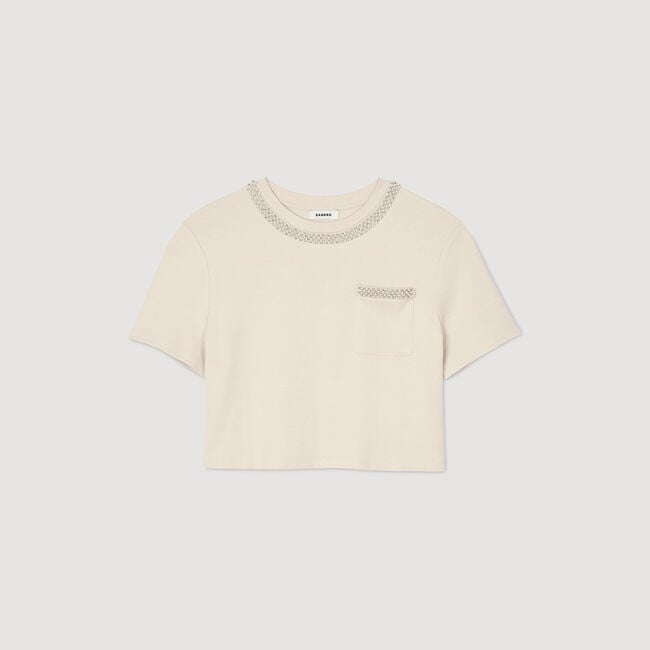 T-shirt à détails strassés