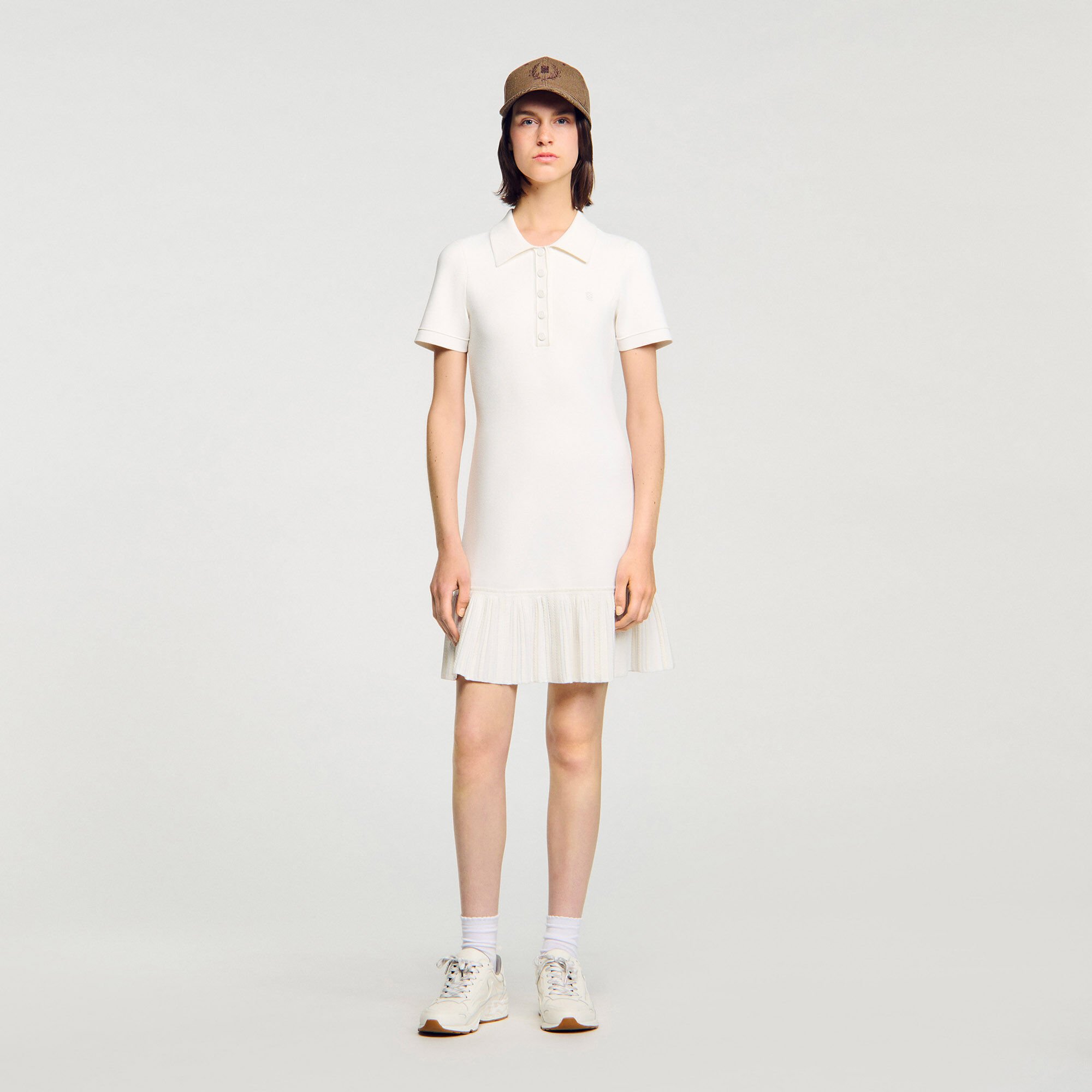 Robe courte en maille col polo