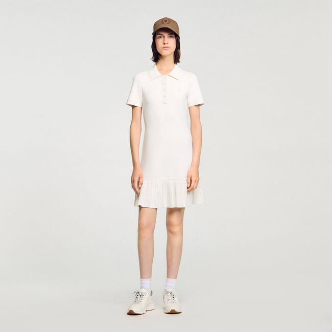 Robe courte en maille col polo