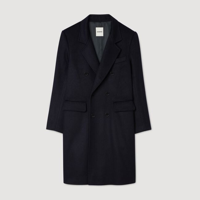 Manteau croisé en laine et cachemire