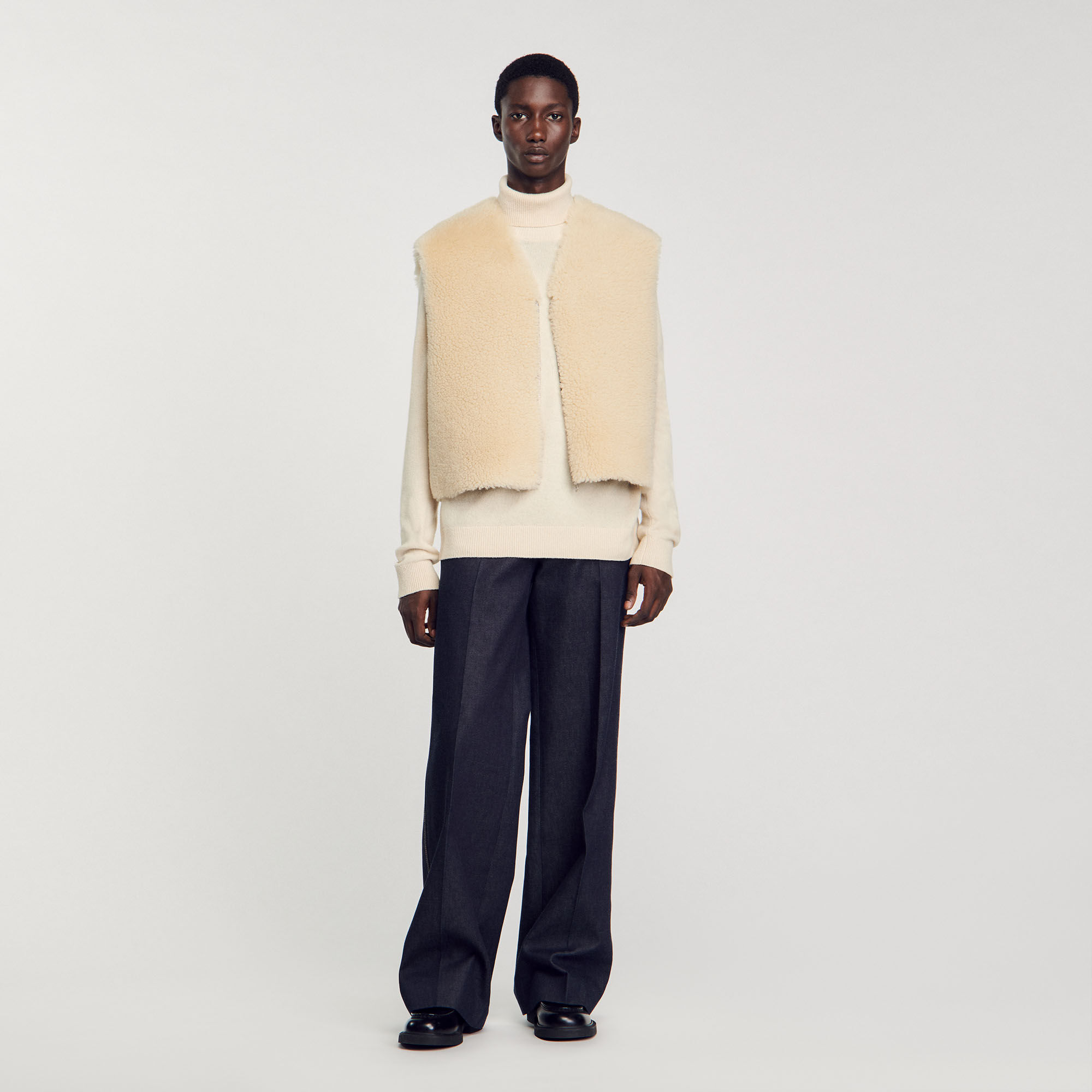 Gilet sans manches en mouton retourne