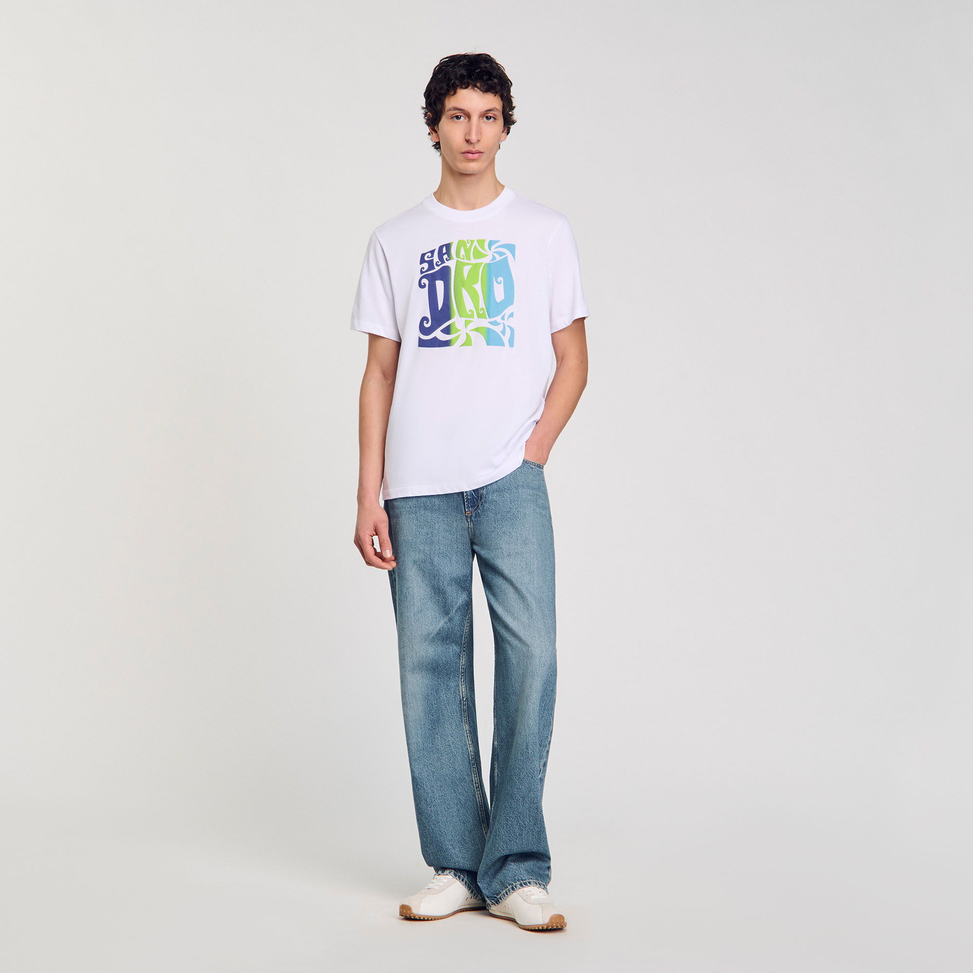 T-shirt en coton à imprimé vagues