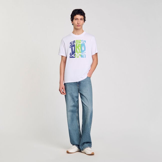 T-shirt en coton à imprimé vagues