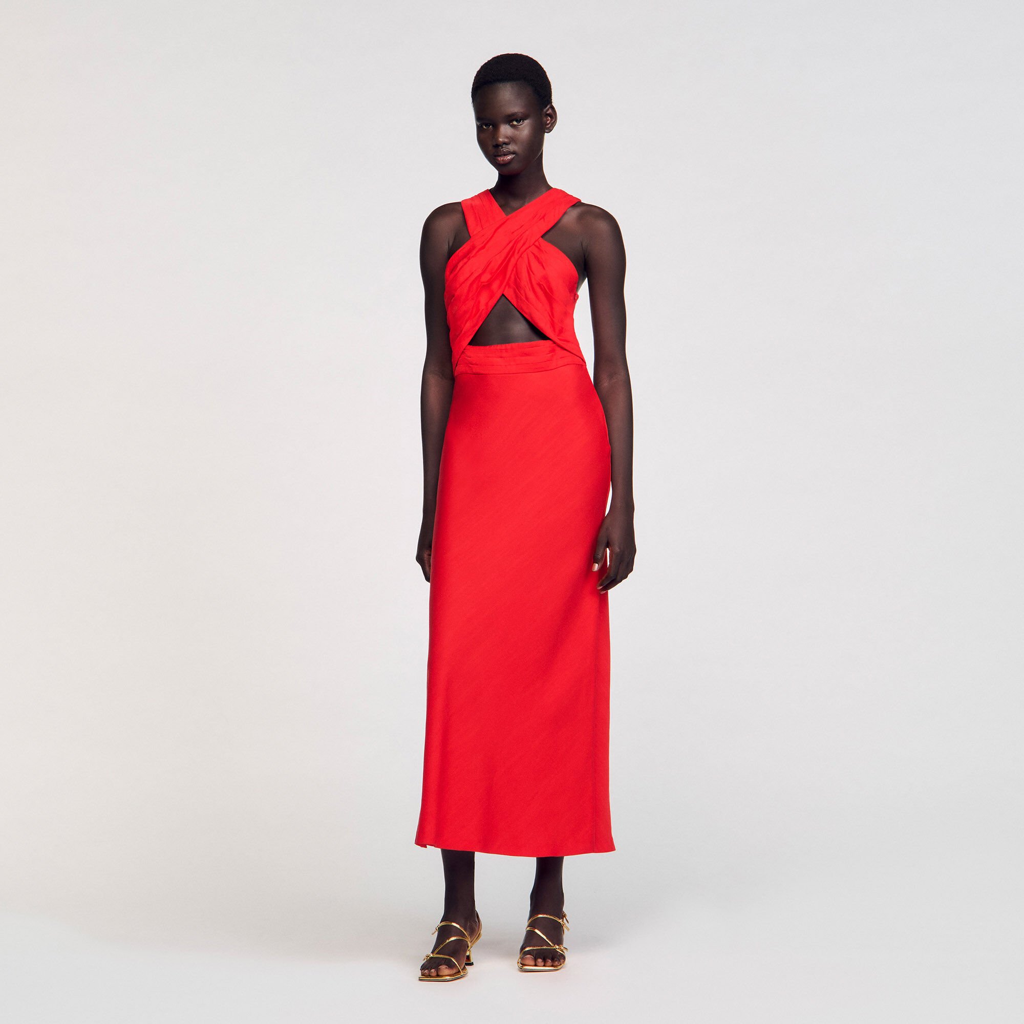 Robe longue croisée