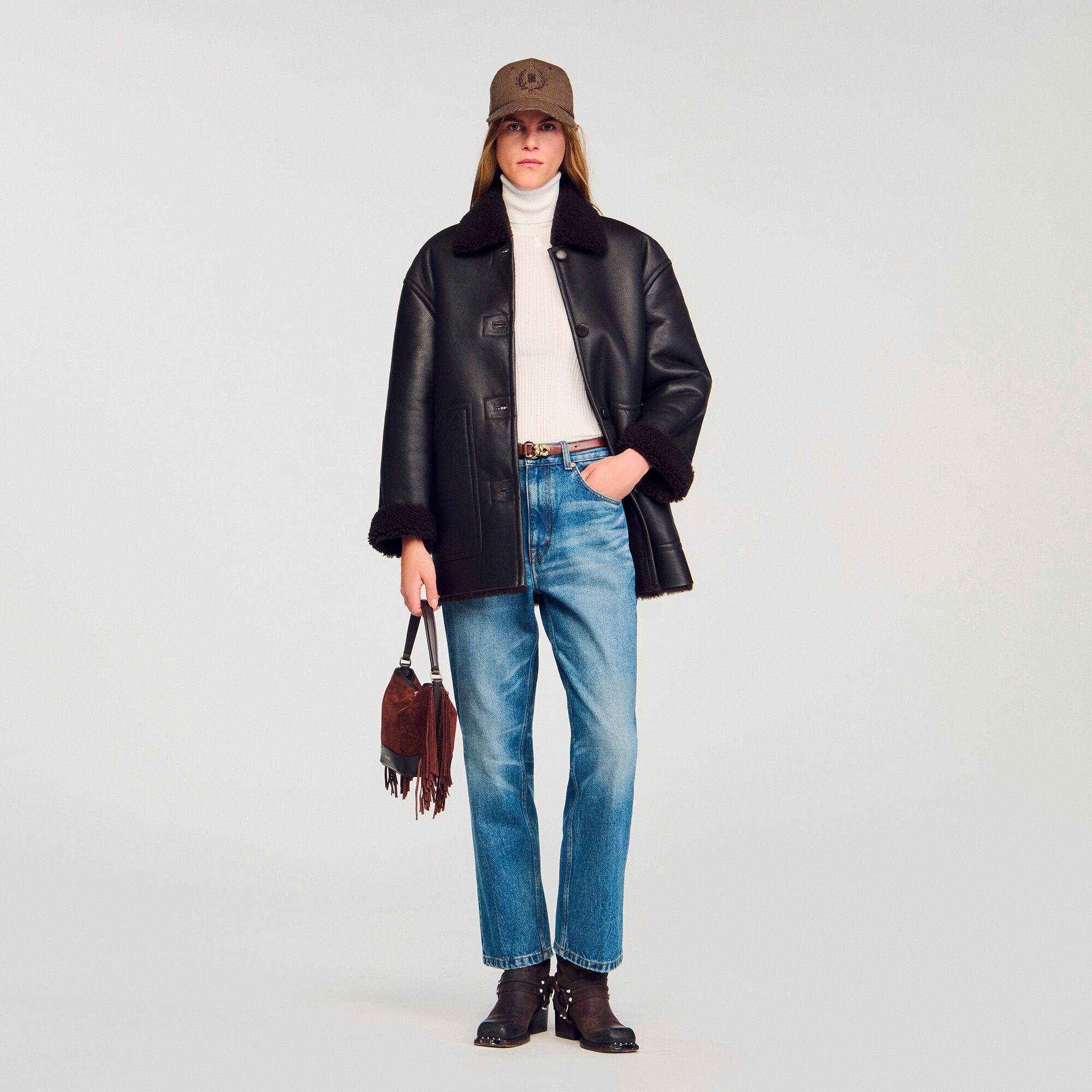 Manteau peau lainée