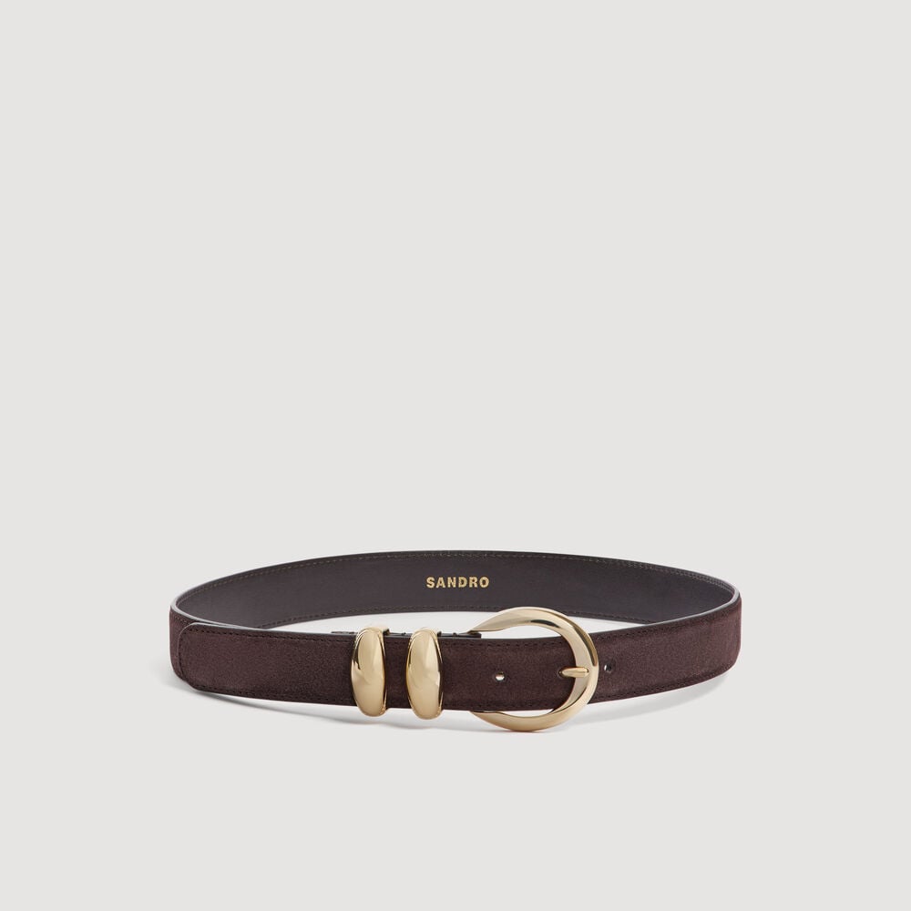 Sandro Ceinture en cuir suède – Marron – vue 4