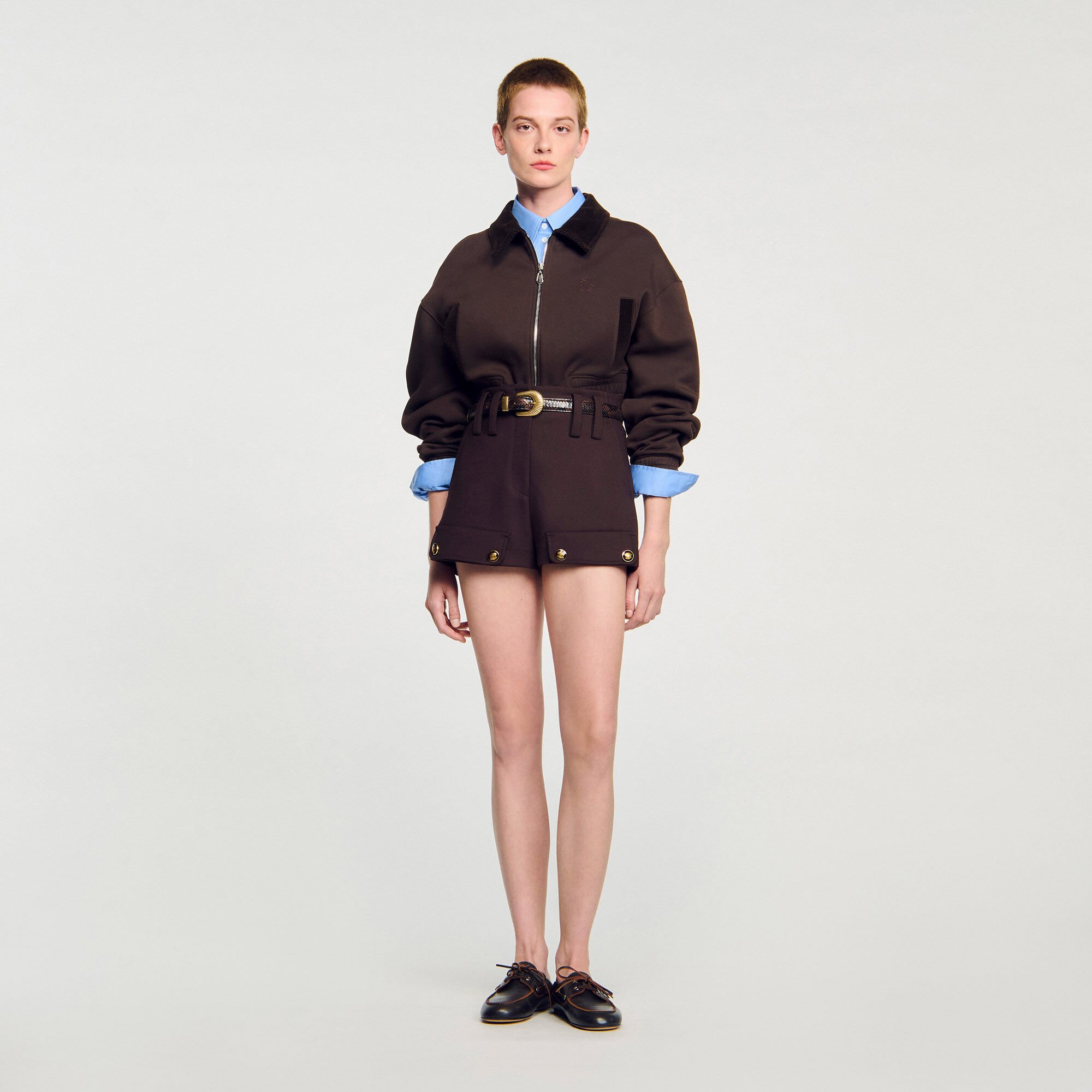 Sweatshirt court bi matière