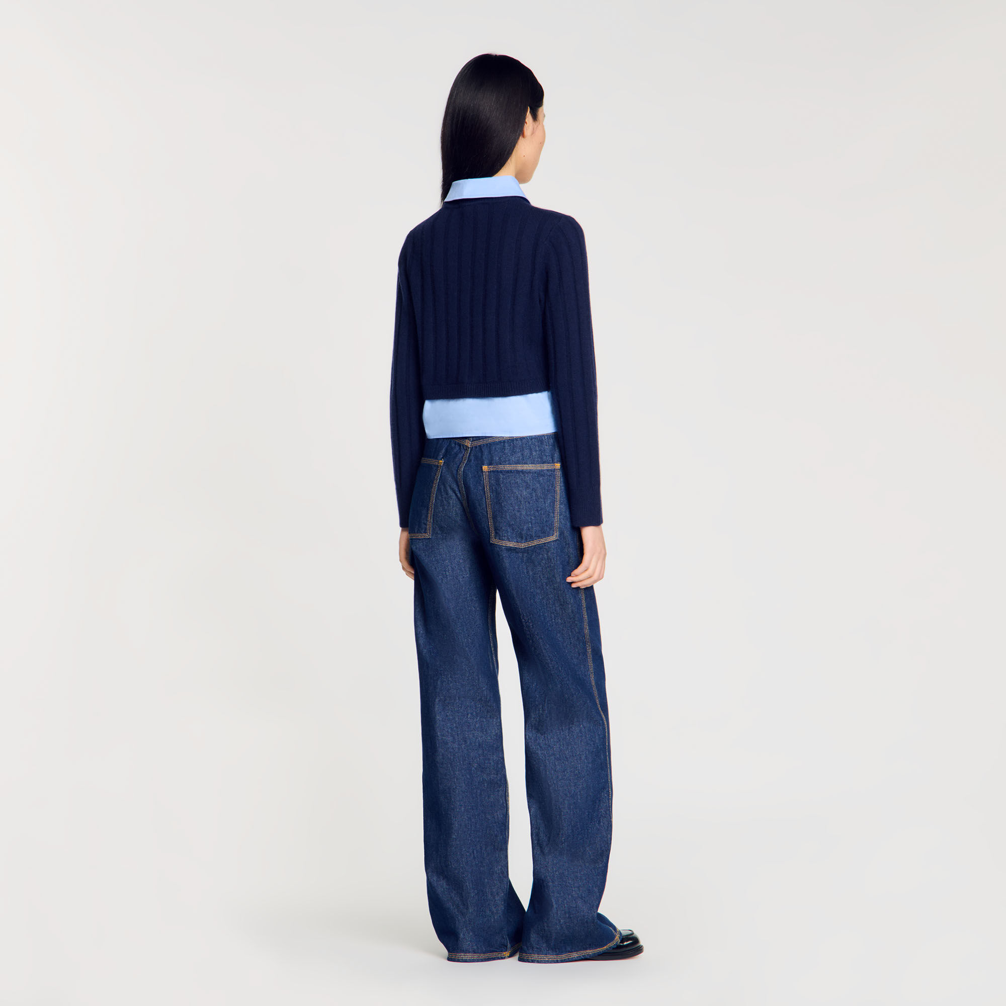 Pull court en laine et cachemire
