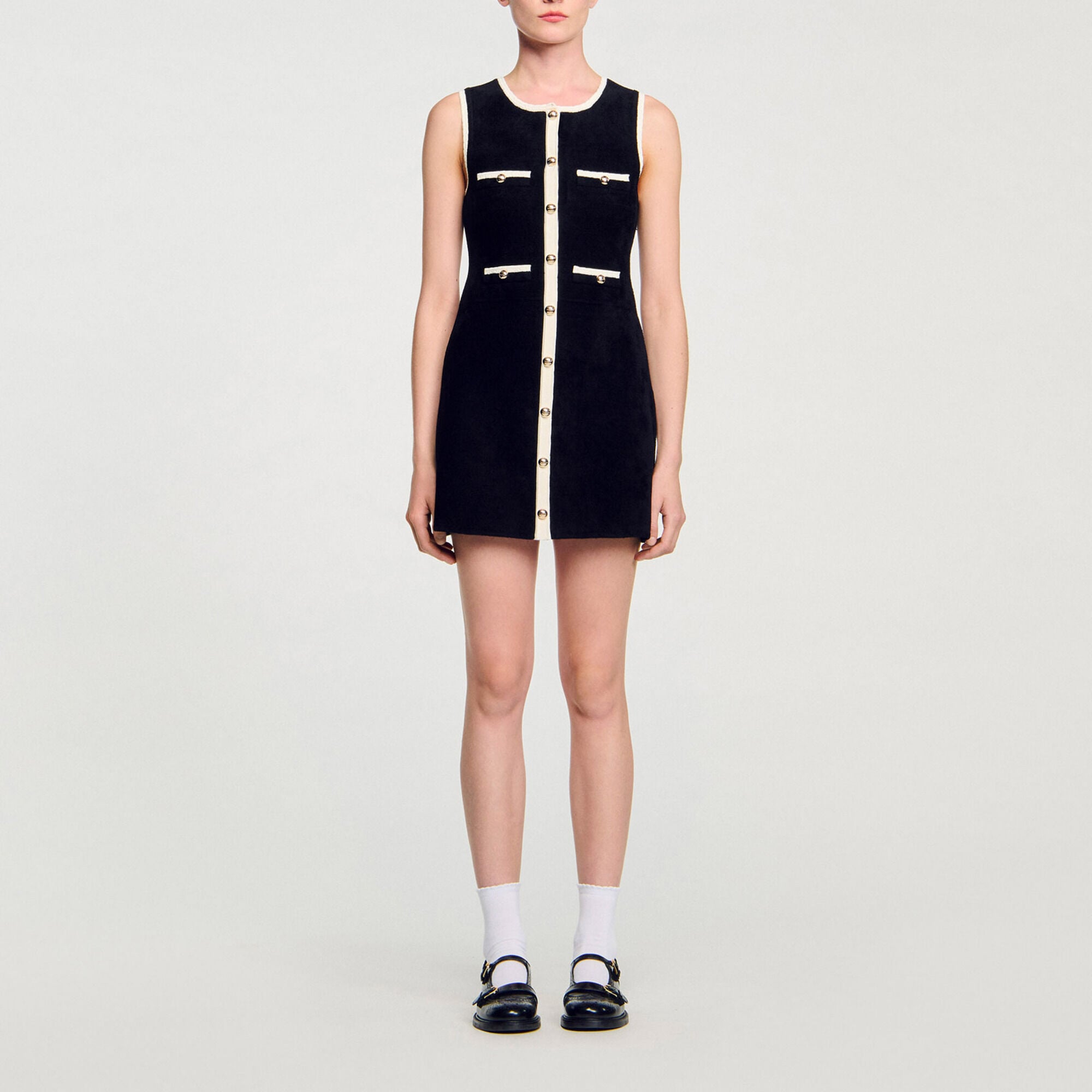 Robe courte en maille velours - Femme | Sandro Paris
