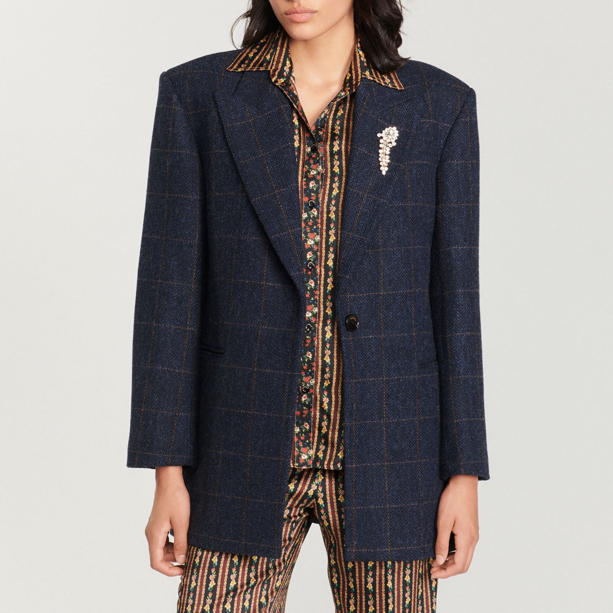 Veste de tailleur a carreaux Blue Women Sandro Paris