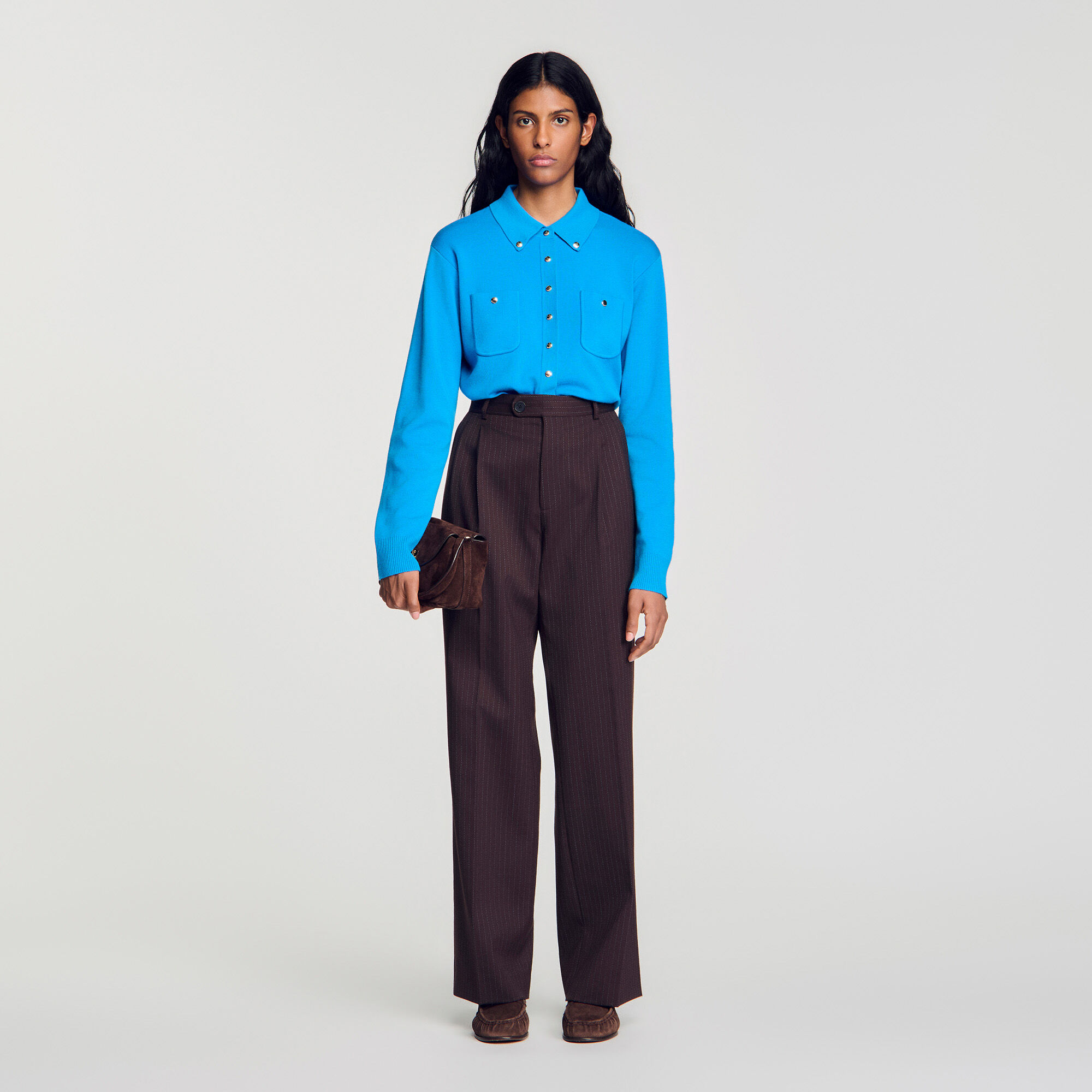 Pantalon droit &agrave; rayures  - Femme | Sandro Paris