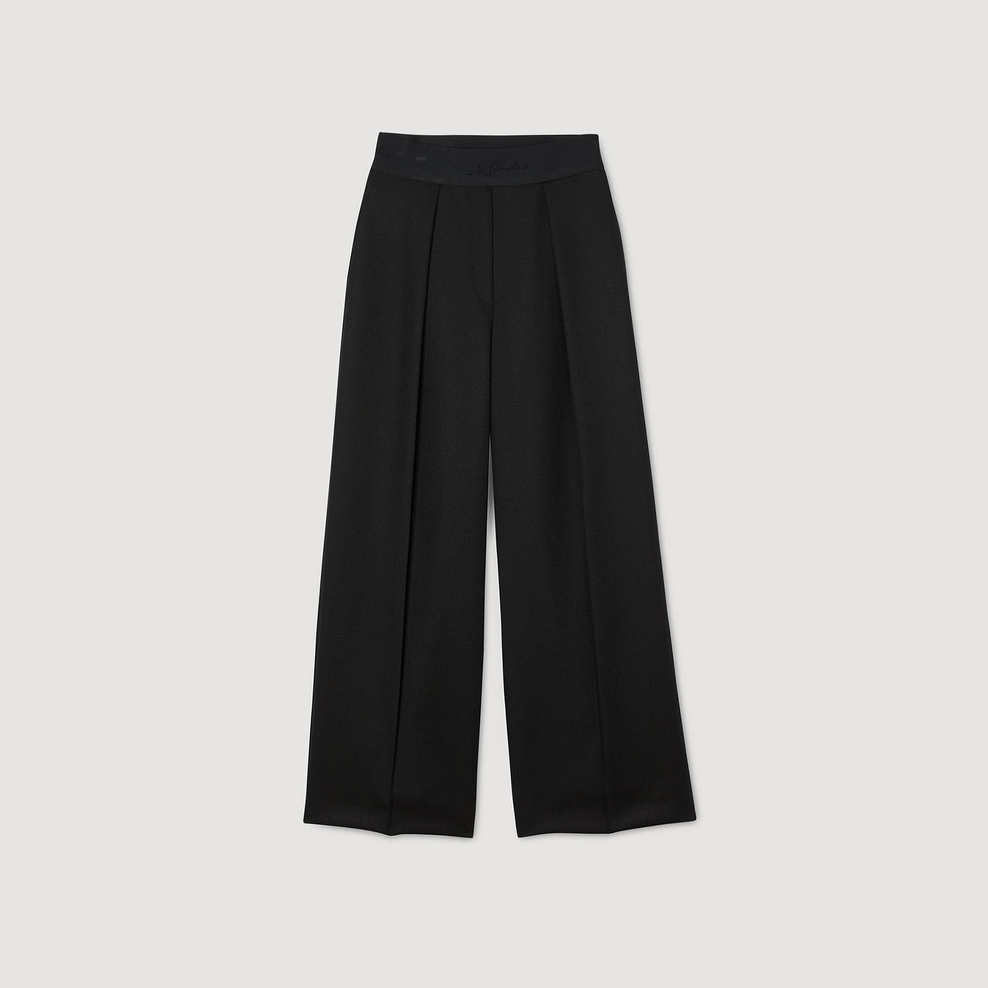 Pantalon large à taille élastiquée