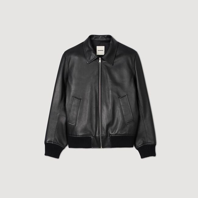 Blouson en cuir lisse