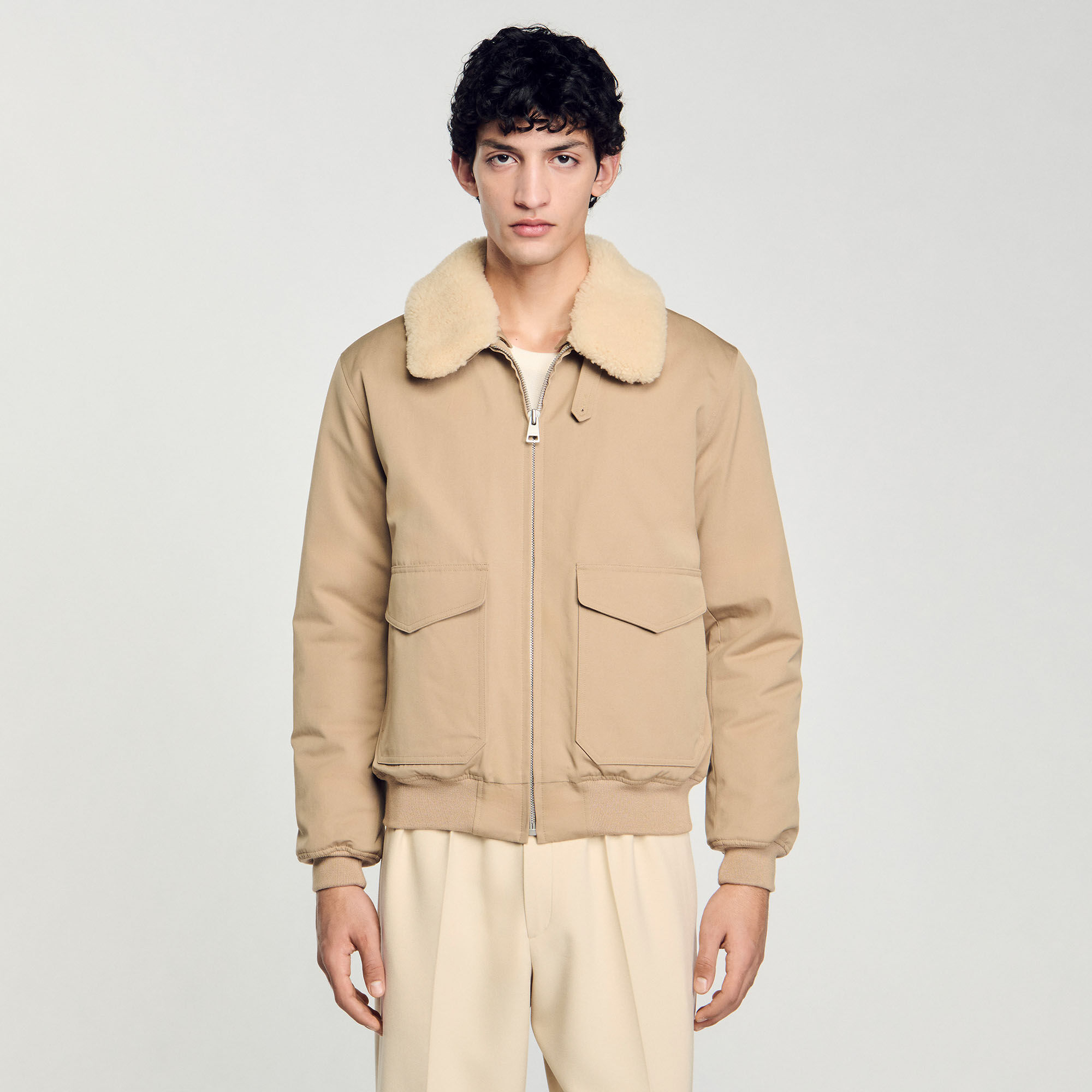 Blouson aviateur à col mouton