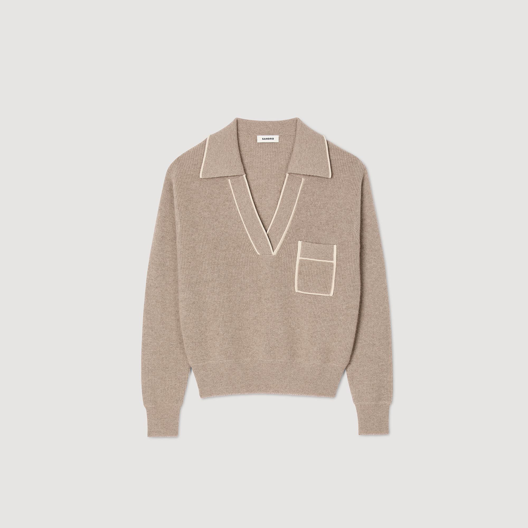 Pull à col polo ouvert