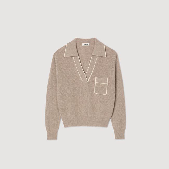 Pull à col polo ouvert
