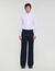 Pantalon large de costume en laine