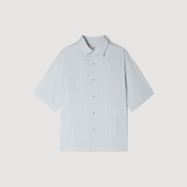 Chemise effet pliss&eacute; &agrave; col requin