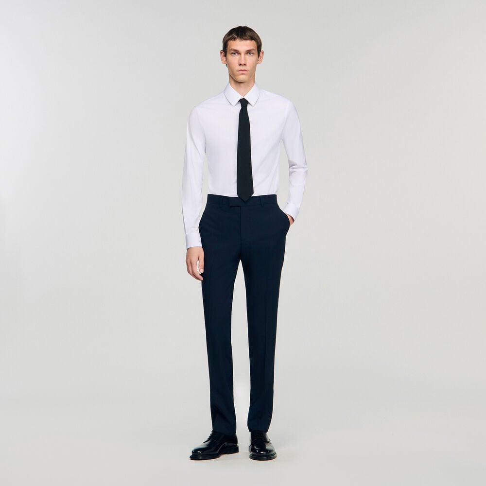 Sandro Pantalon de costume en laine – Marine