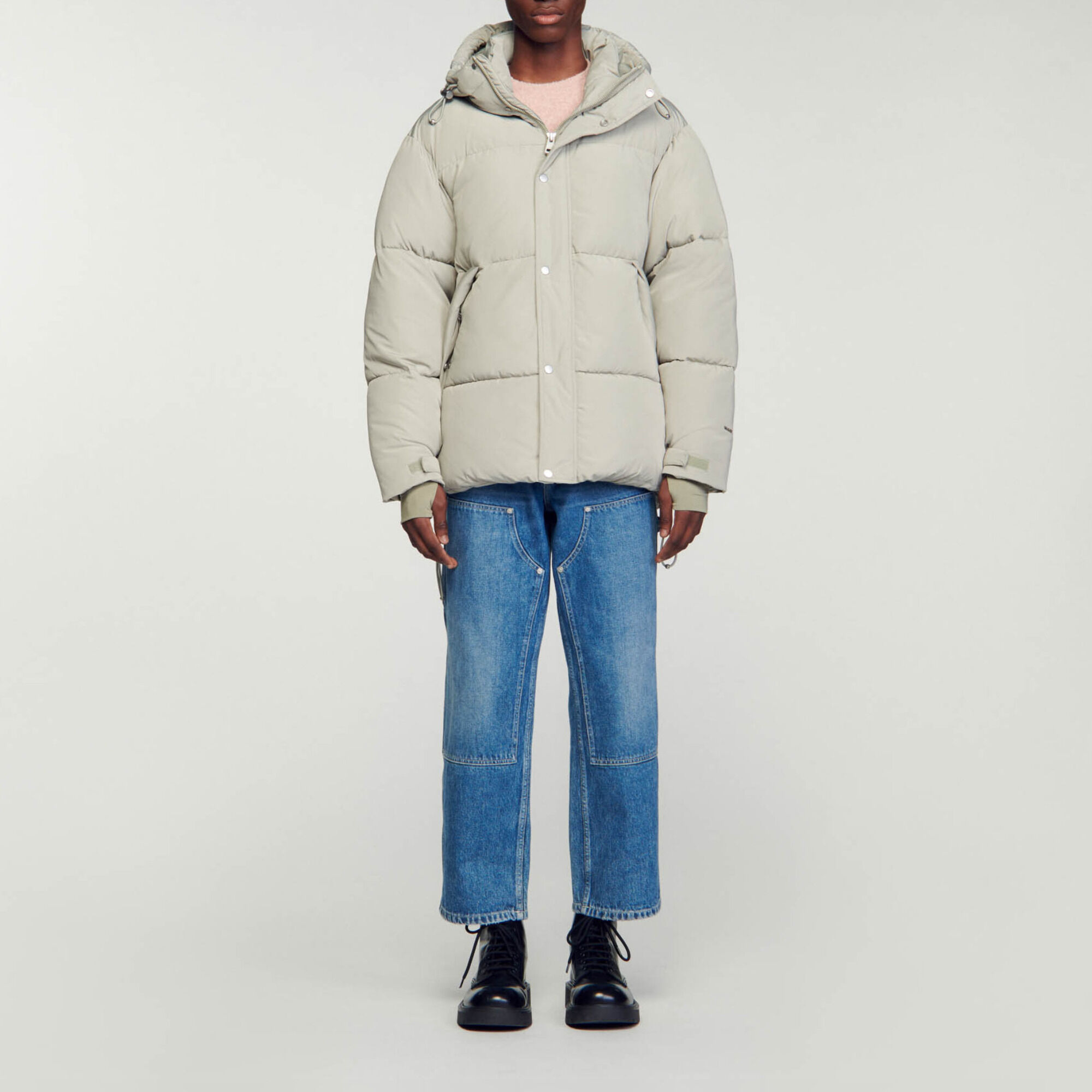 Doudoune trois quarts a capuche Natural Men Sandro Paris