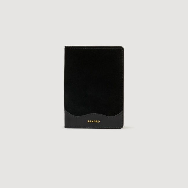 Pochette de passeport en cuir et suède