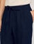 Pantalon droit en lin &eacute;lastiqu&eacute;