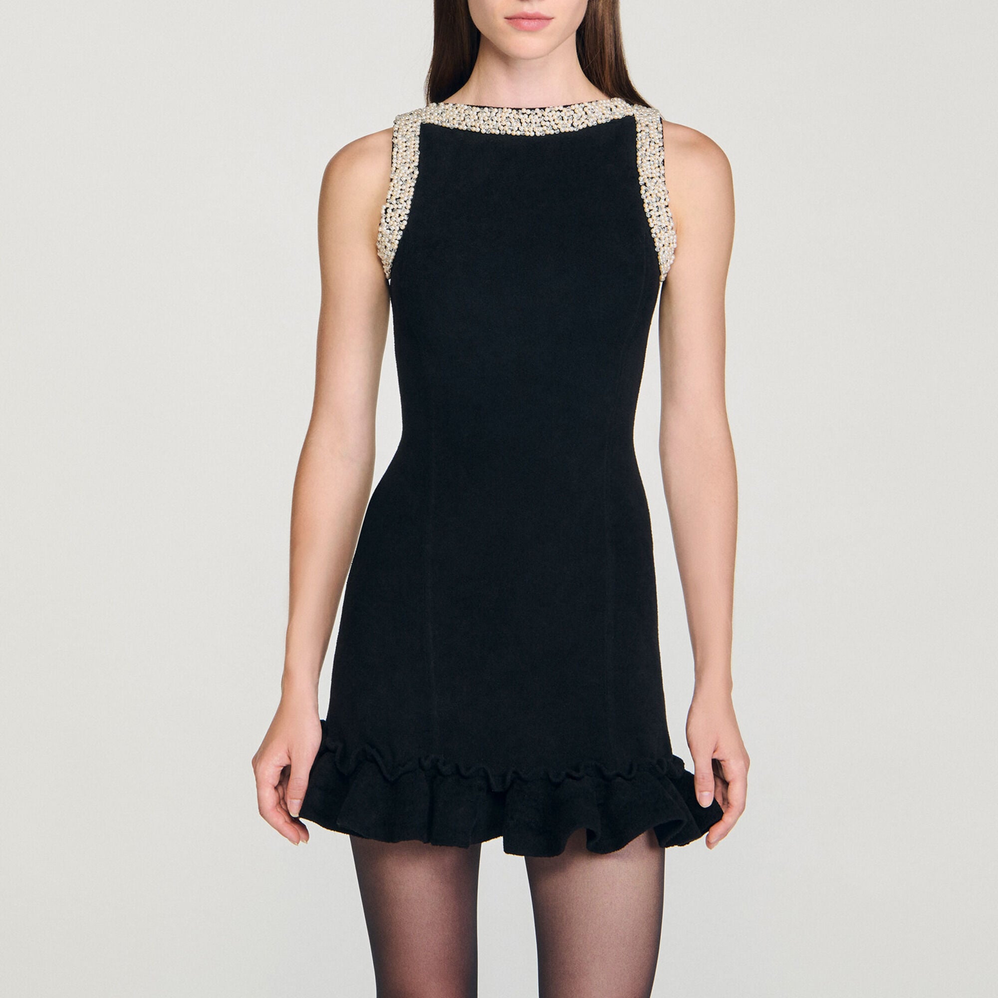 Robe courte perl&eacute;e - Femme | Sandro Paris