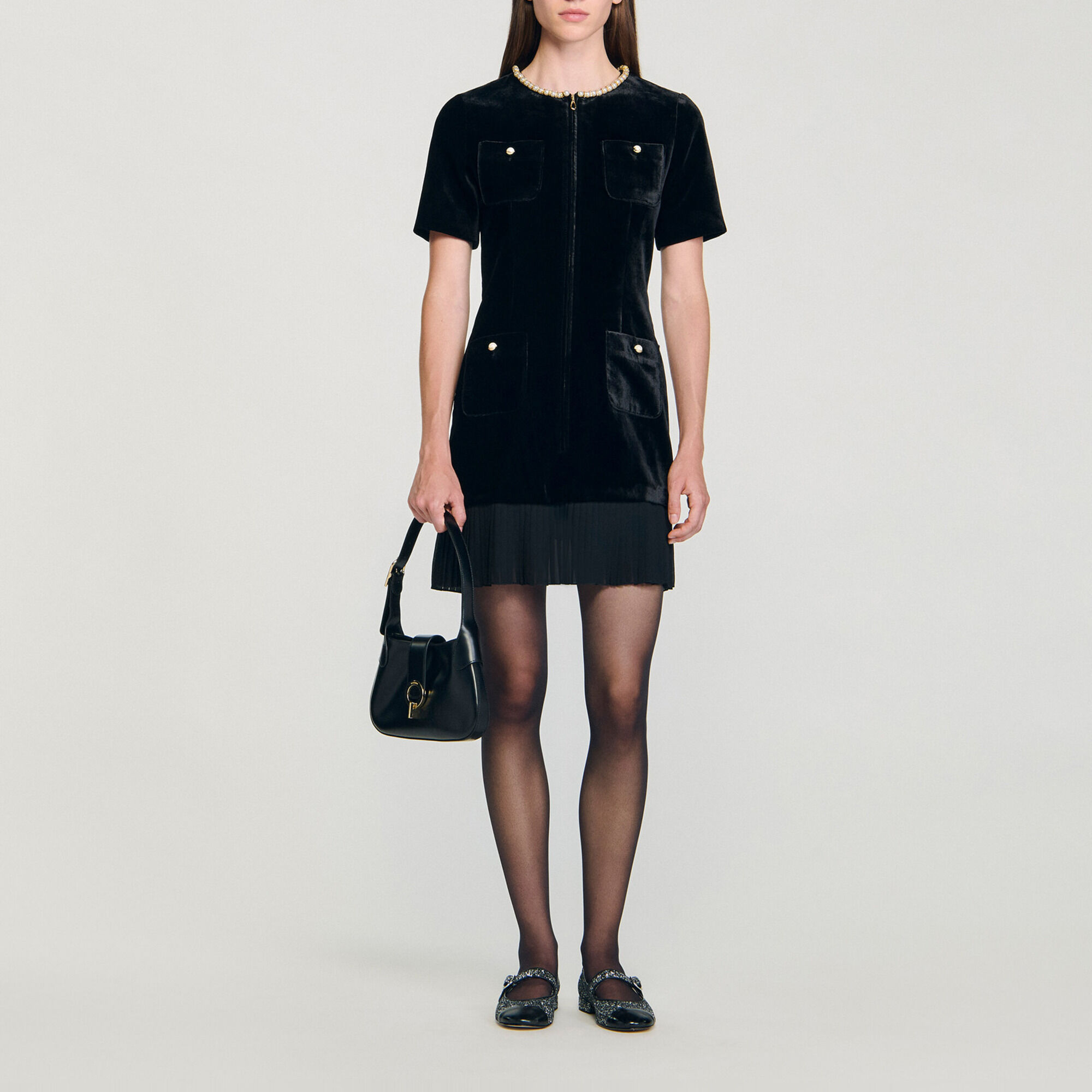 Robe courte en velours - Femme | Sandro Paris