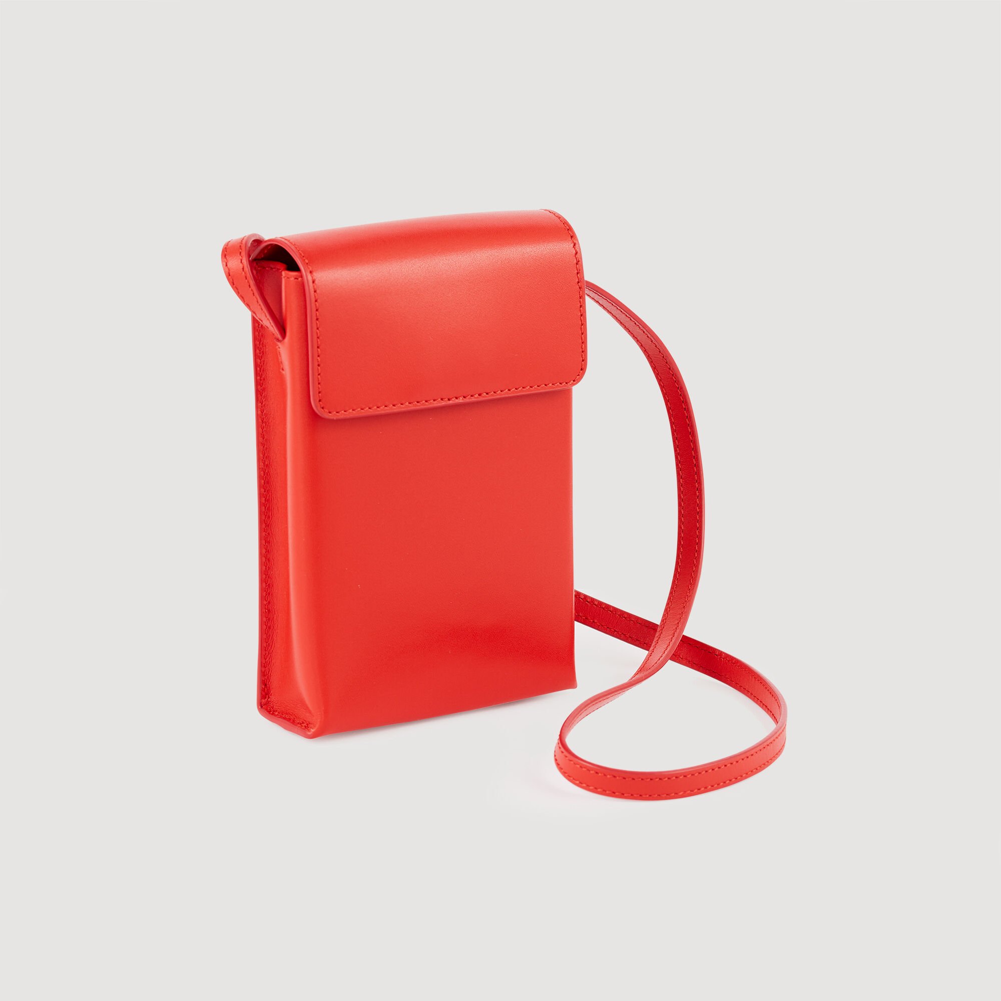 Pochette à bandoulière en cuir lisse