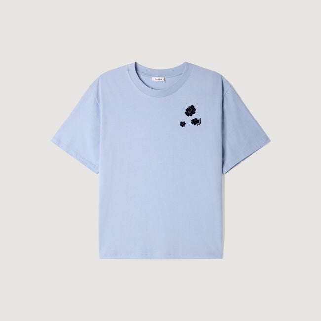 T-shirt en coton imprim&eacute; fleur