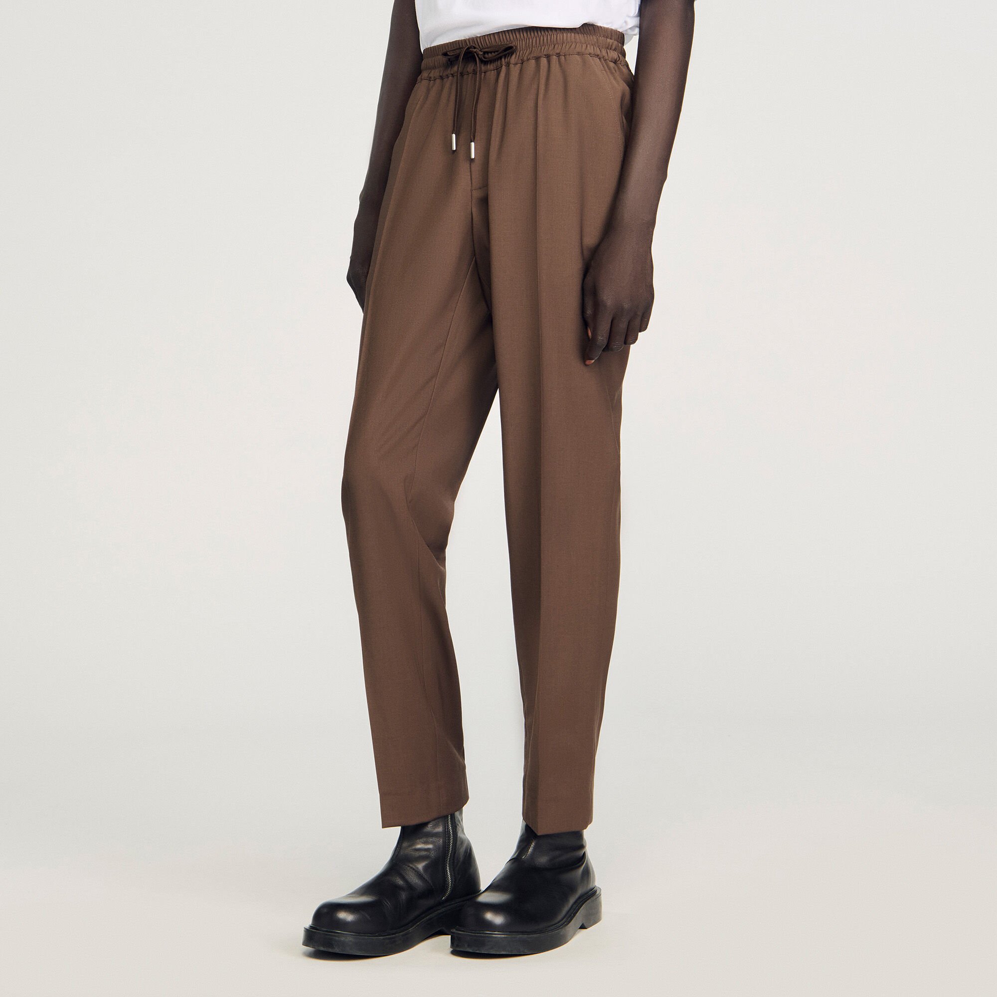 Pantalon élastiqué en laine