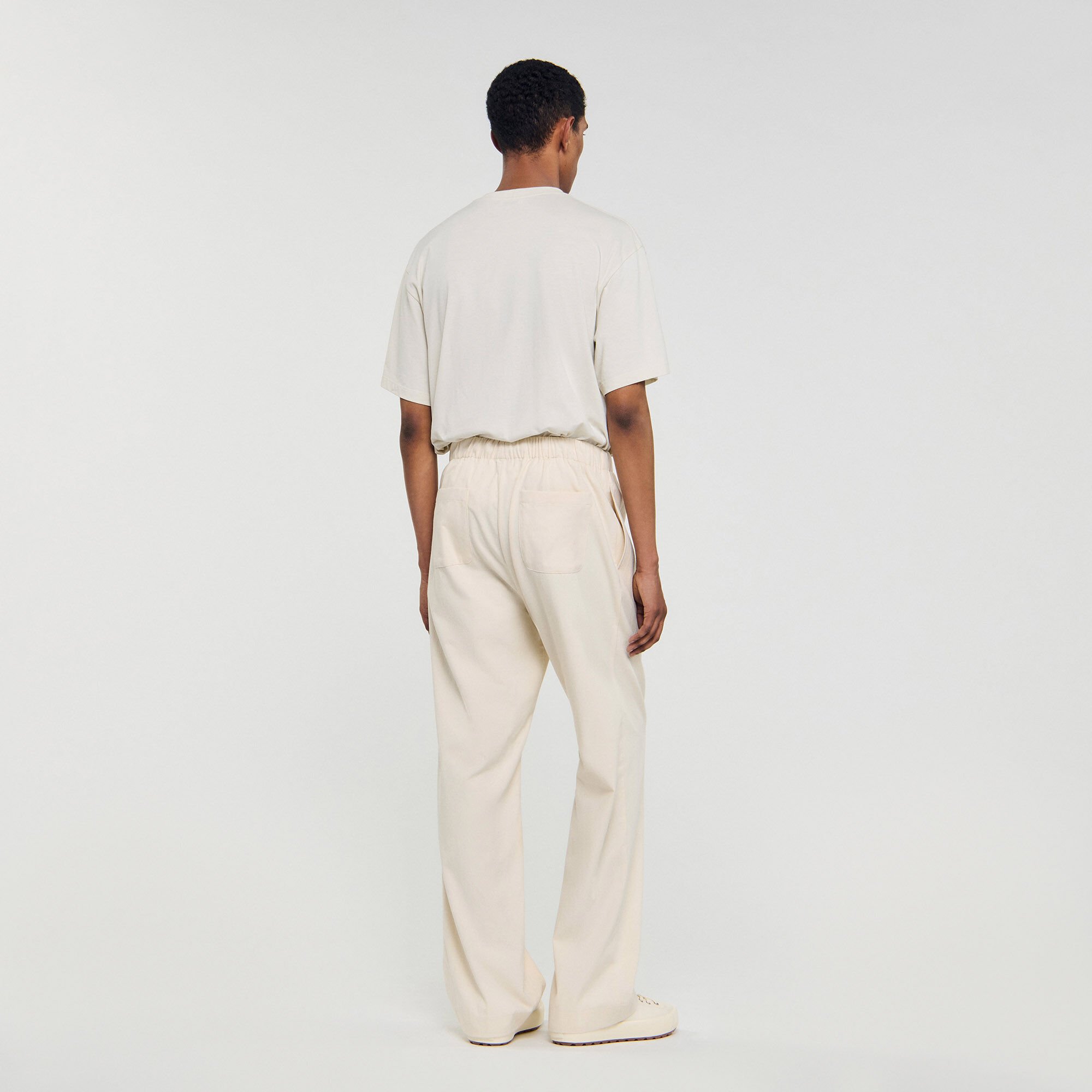 Pantalon large en coton élastiqué