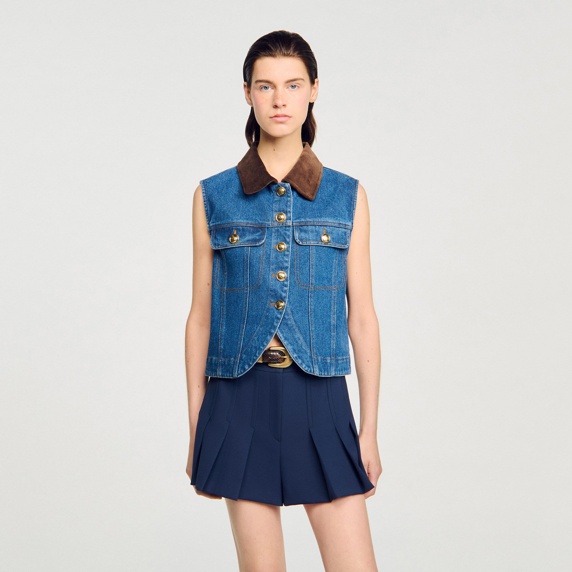 Blouson sans manches en denim 