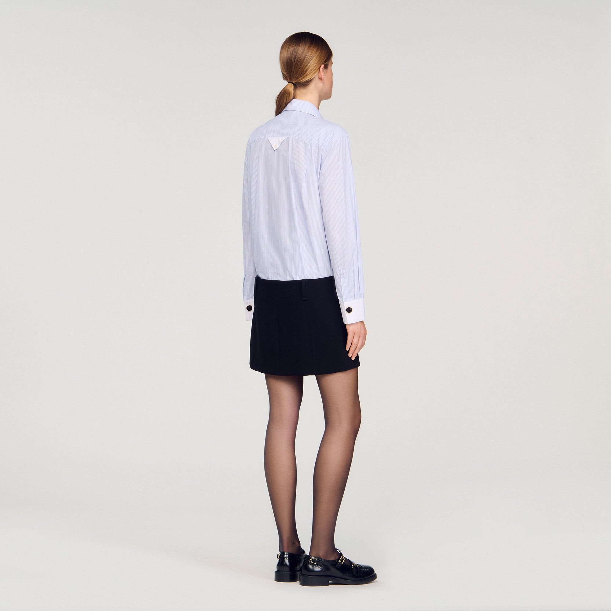 Robe courte bimatière col chemise
